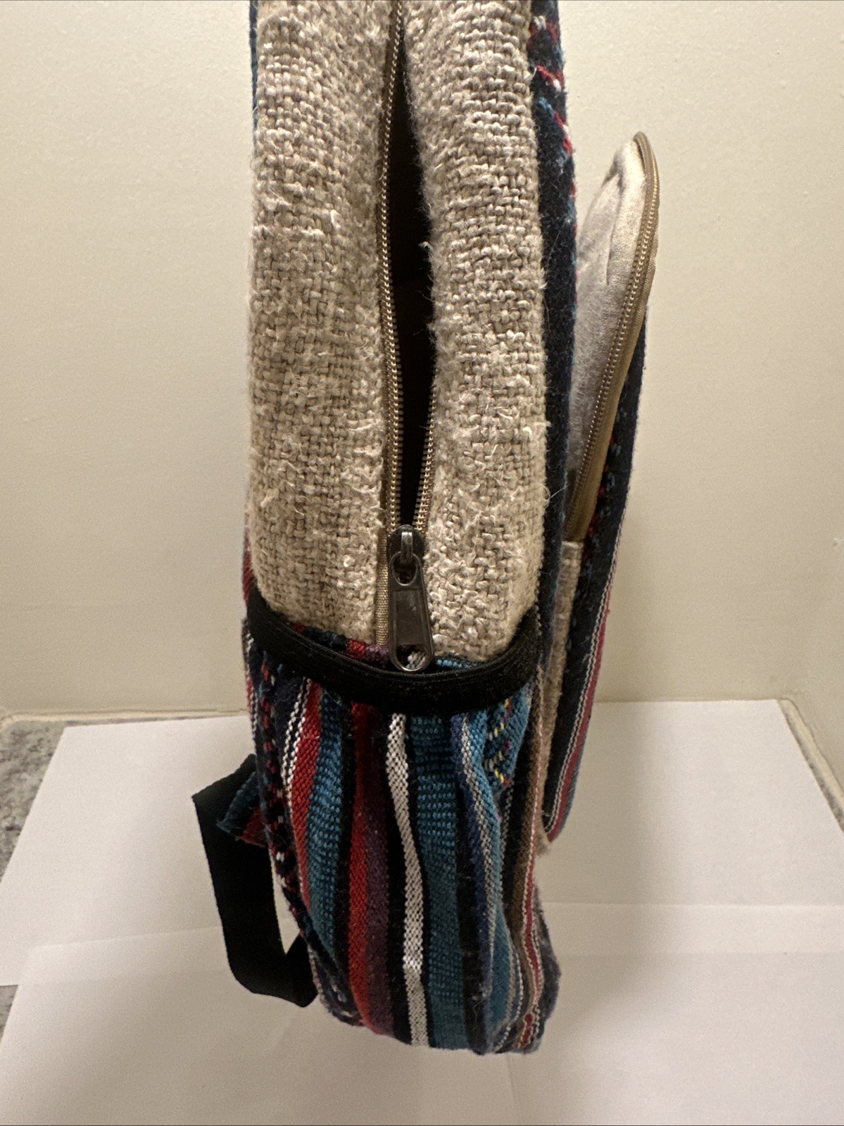 PURE HEMP THC FREE MULTICOLOR WOVEN TRAVEL BACKPACK BAG WITH POCKETS