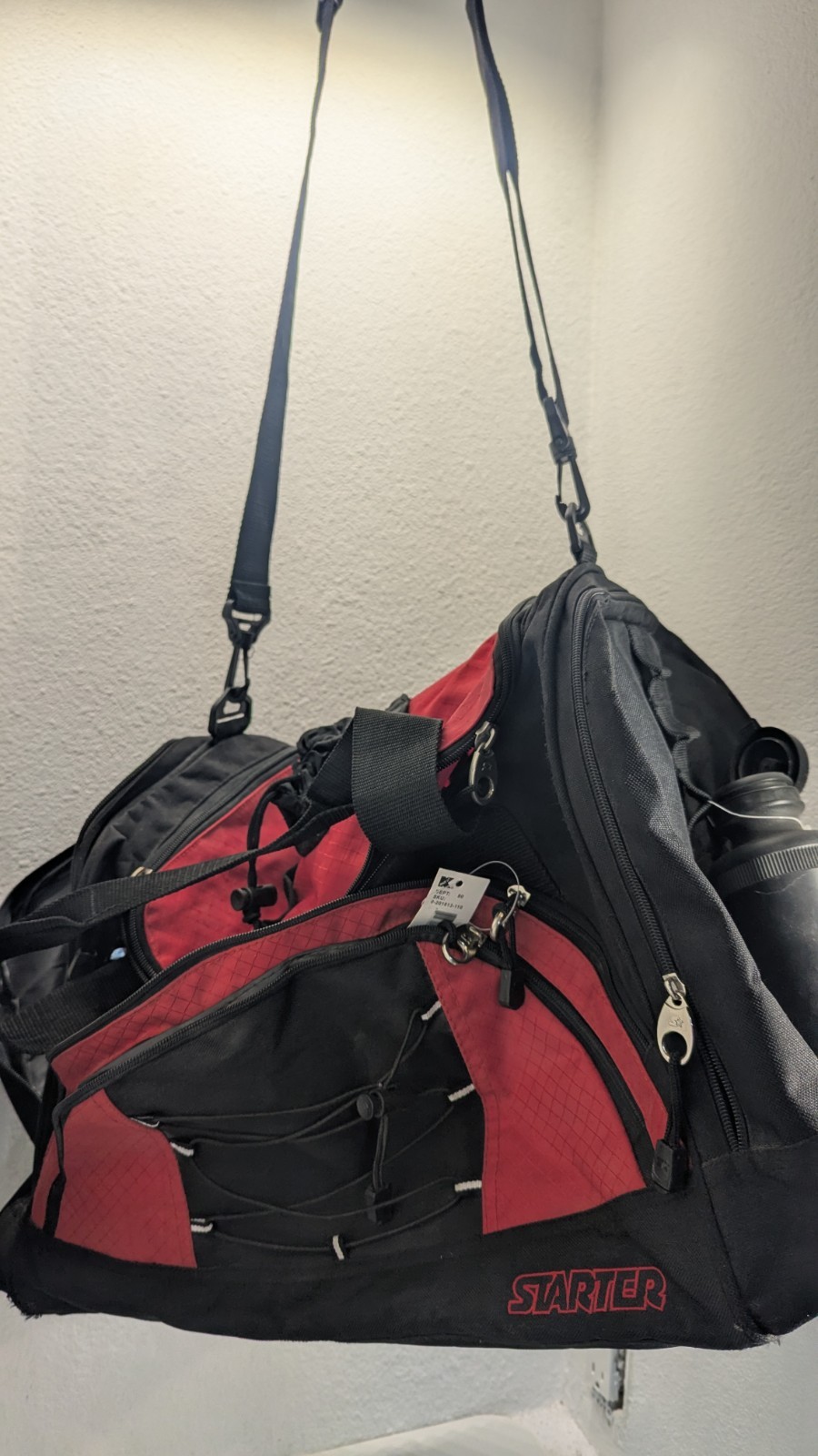 Vintage 90s STARTER 28” Duffle Gym Bag Retro Colorblock Black Red Gray NOS