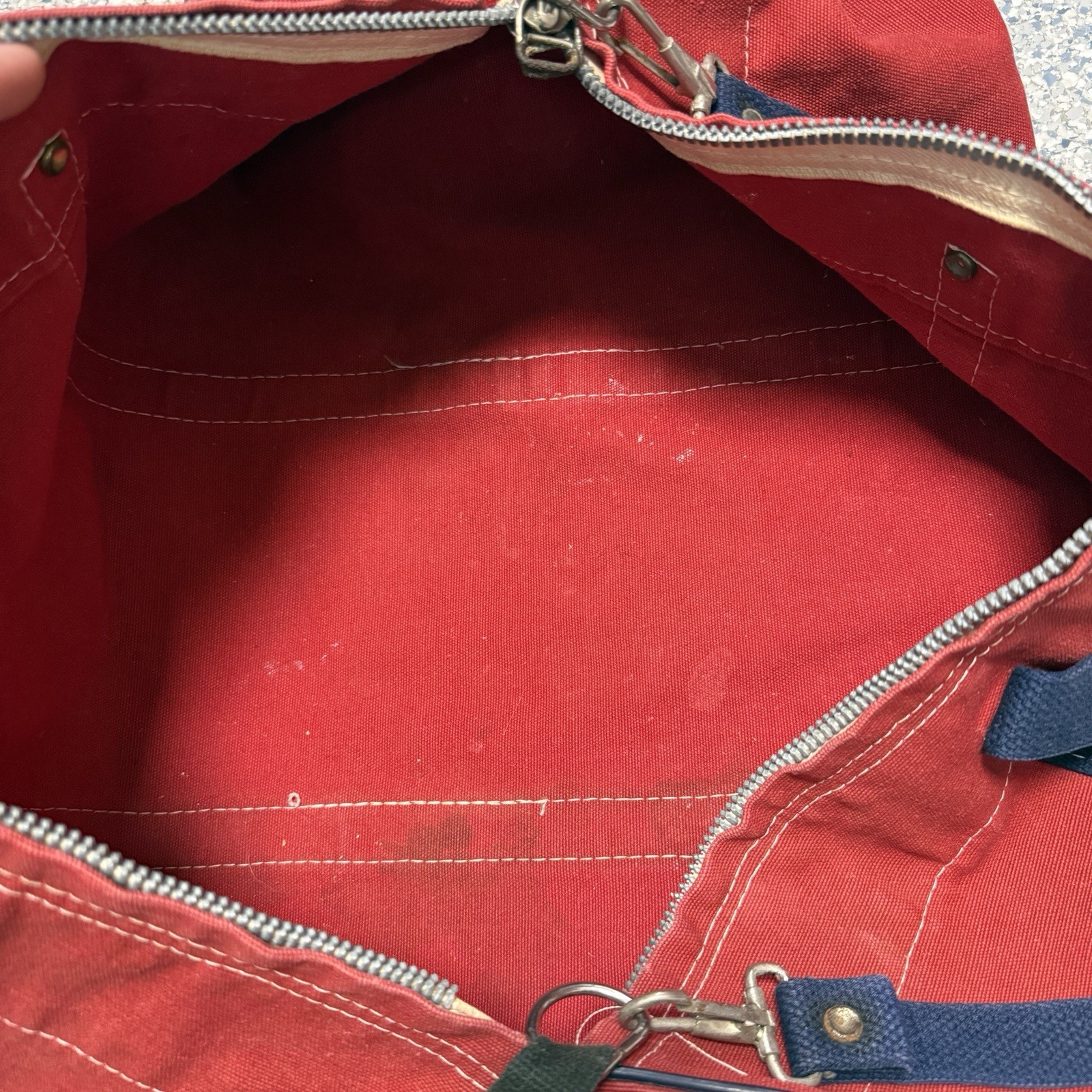 Vintage Ratsey & Lapthorn Sailmakers Canvas Duffel Bag City Island NYC Red USA