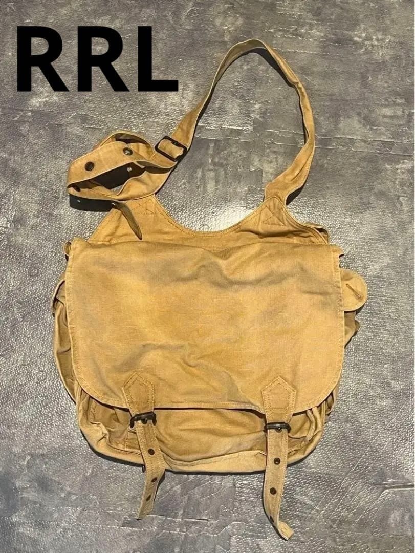RRL Ralph Lauren Double RL Messenger Shoulder Bag Side Pockets 35x41cm