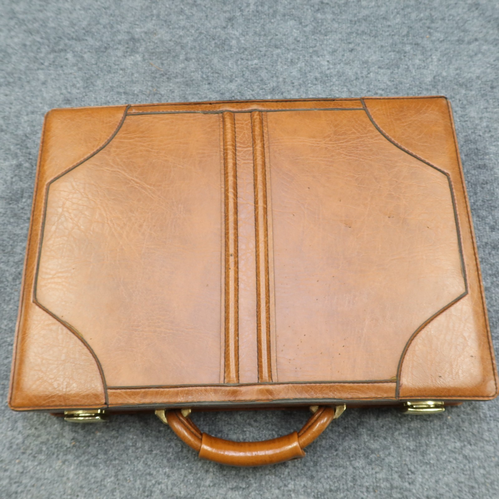 Vintage Leather Briefcase Hardcase Brown T.C.W. & H. of A. 1981 Teamsters Union
