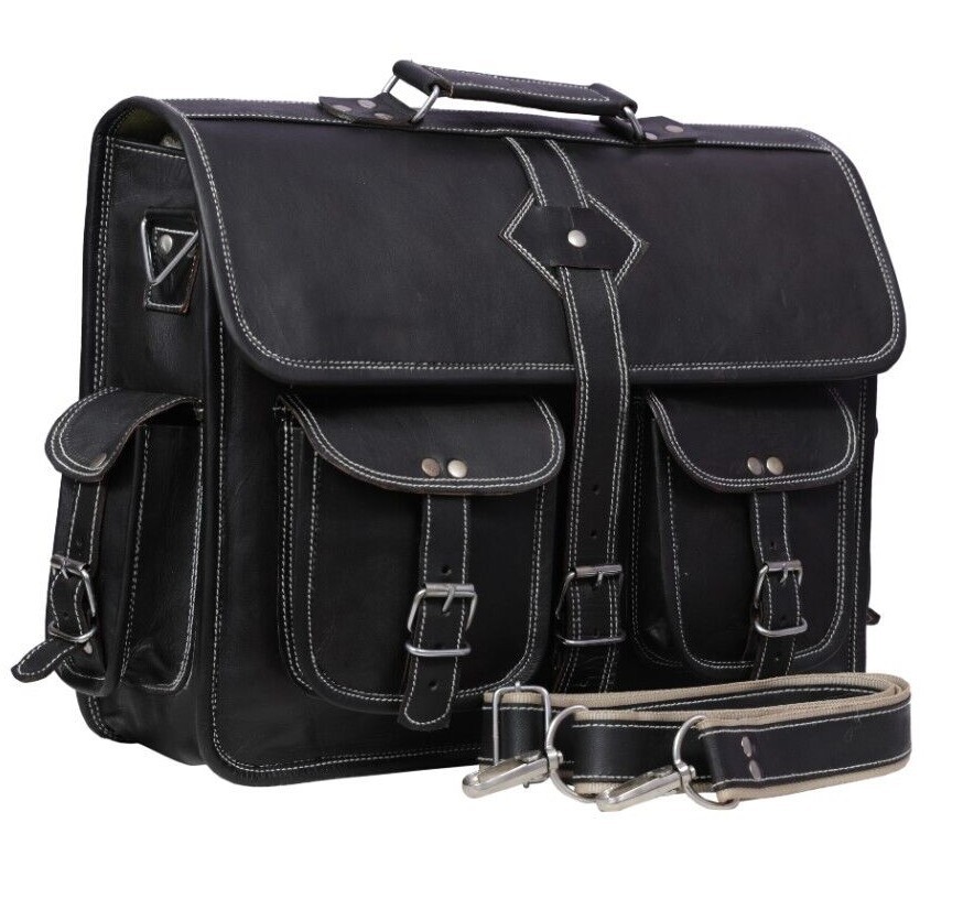 Vintage Real Leather Messenger Shoulder Satchel Laptop Bag Briefcase Men-Women