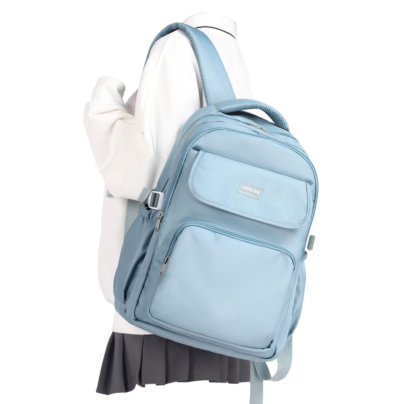 Lightweight College School Backpacks Women, Classic Middle Student Bookbag Blu
