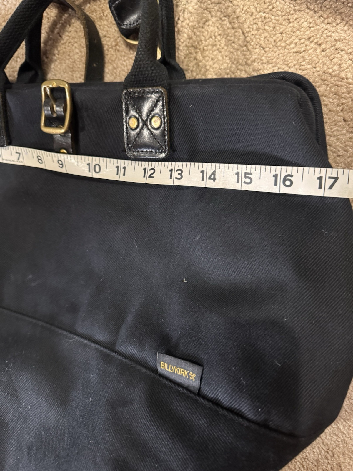 BillyKirk Black Canvas and Leather Carryall Bag Waxed Crossbody Strap Tote EUC