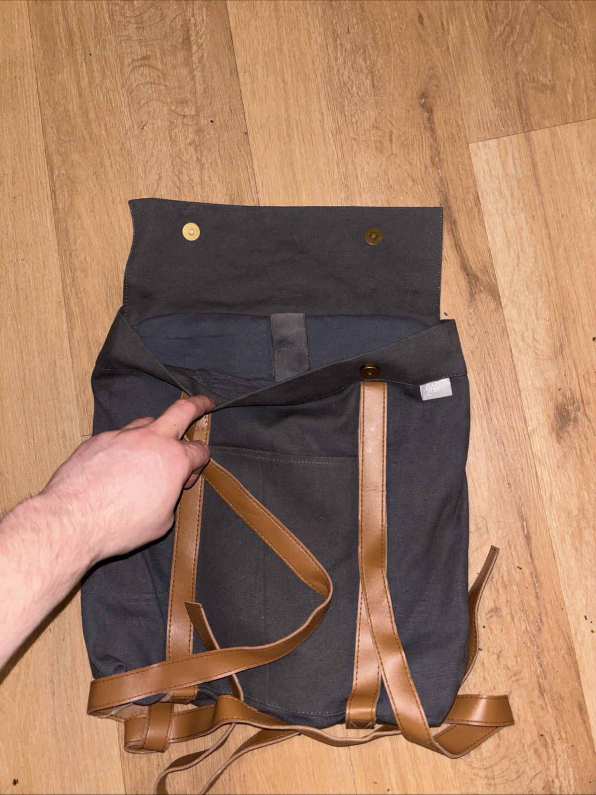 Indicus AAA Heavy Duty Canvas Backpack Leather Straps Laptop Compartment ￼