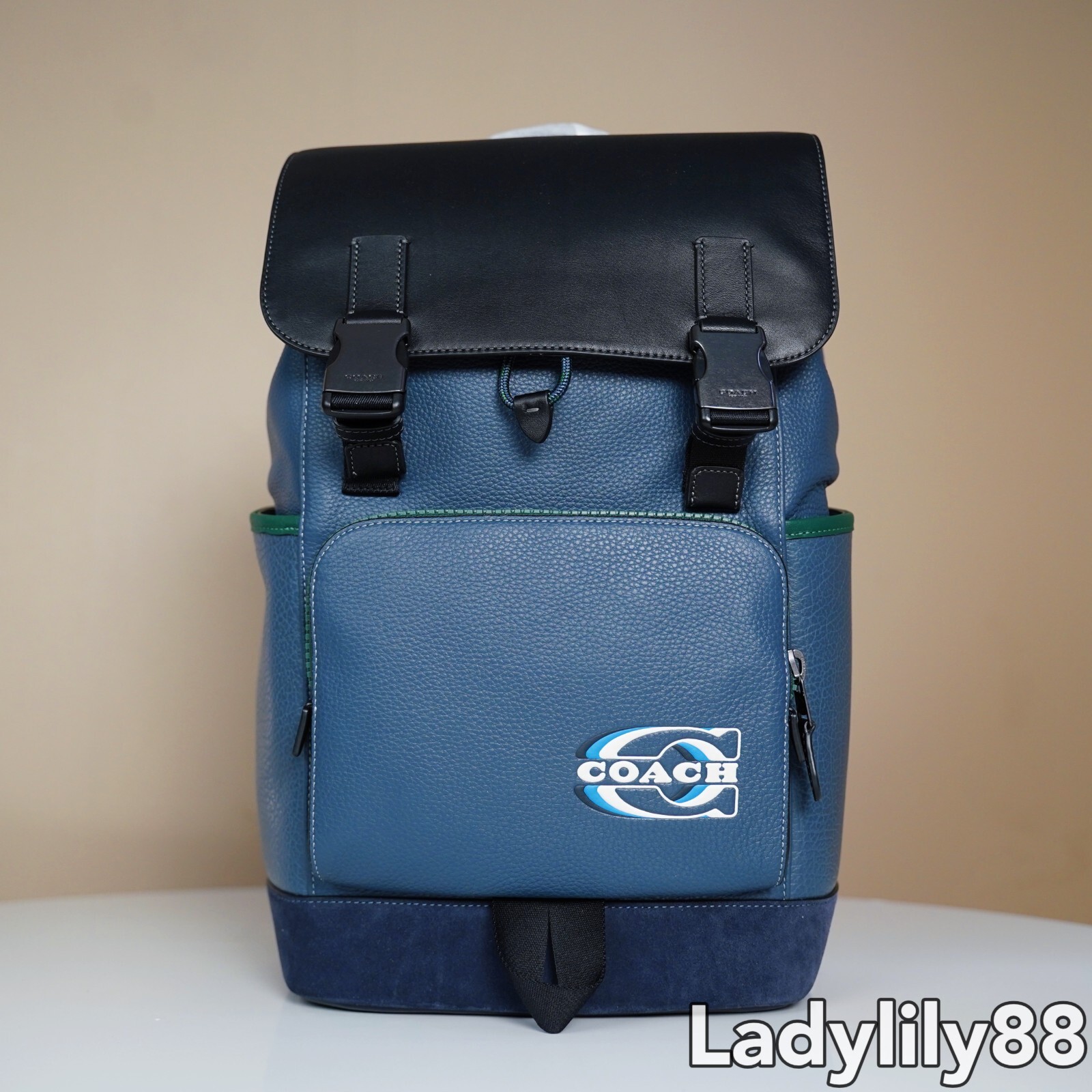 NWT Coach CL945 Track Backpack In Colorblock With Coach Stamp Leather $698