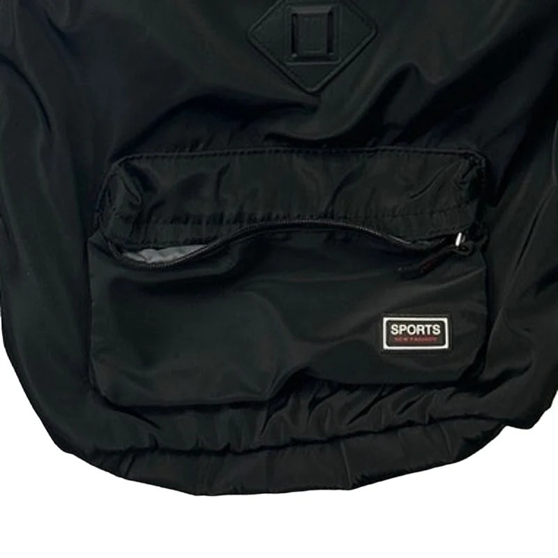 Sports New Fashion Black Machine Washable Vinyl Fabric Lots of Pockets Backpack