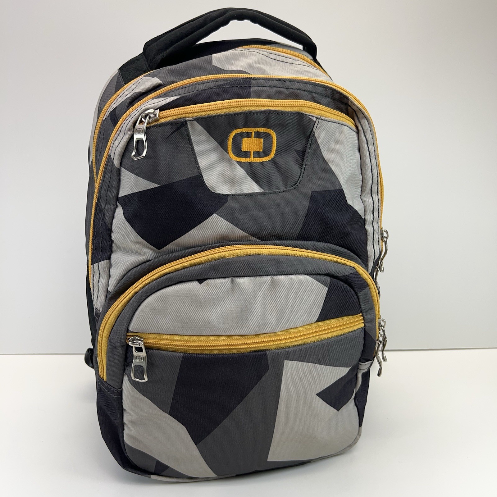 OGIO Tribune 17 Laptop Backpack Black Gray Yellow Geometric Travel School Work