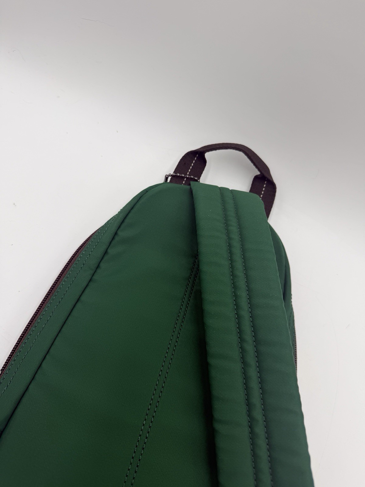 Coach Varick Nylon Sling Pack F70692 Green Brown Leather Crossbody Backpack Bag