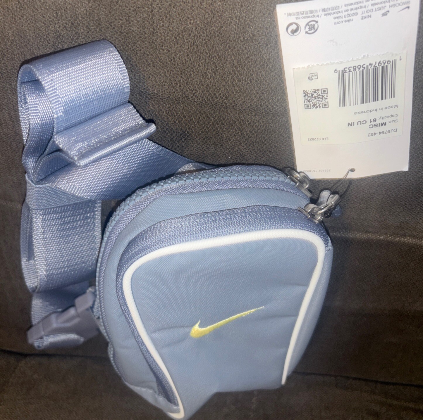 Nike✔️Sportswear Essentials Ashen Slate Blue Crossbody Bag (1L) DJ9794 One Size
