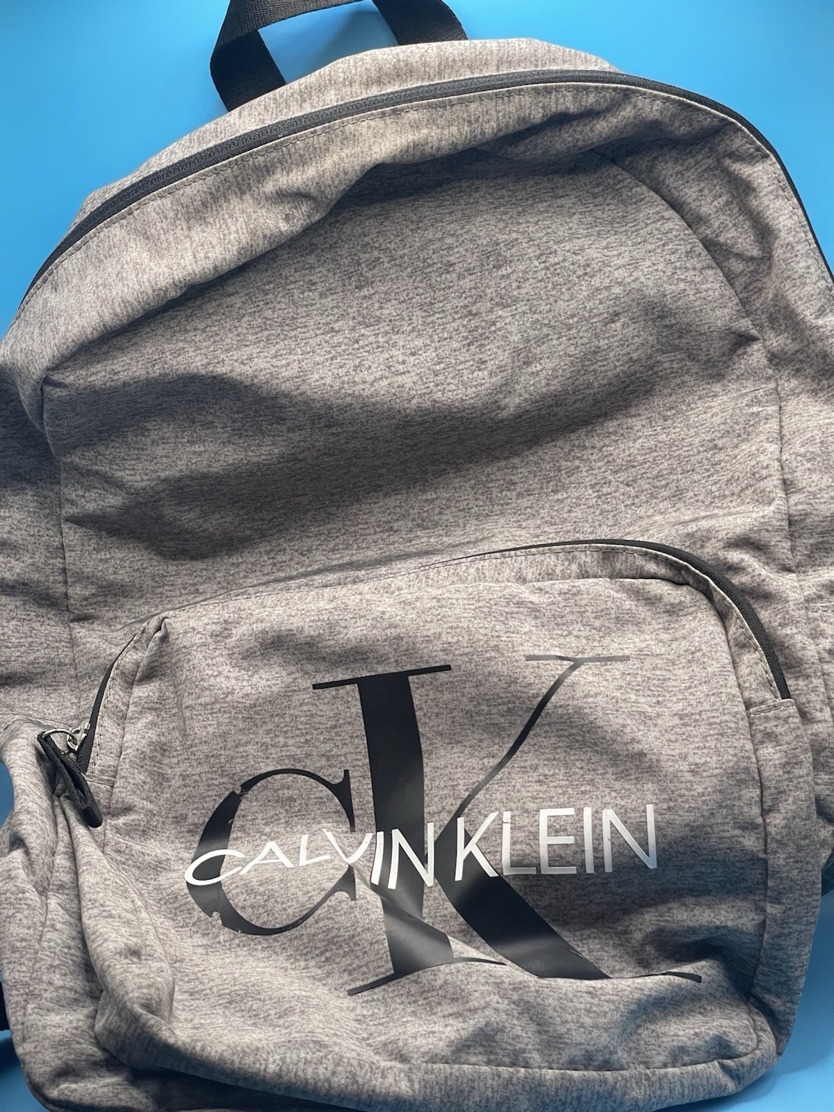 Calvin Klein Monogram Logo Back-To-School Jersey Backpack, Heather Denim Blue