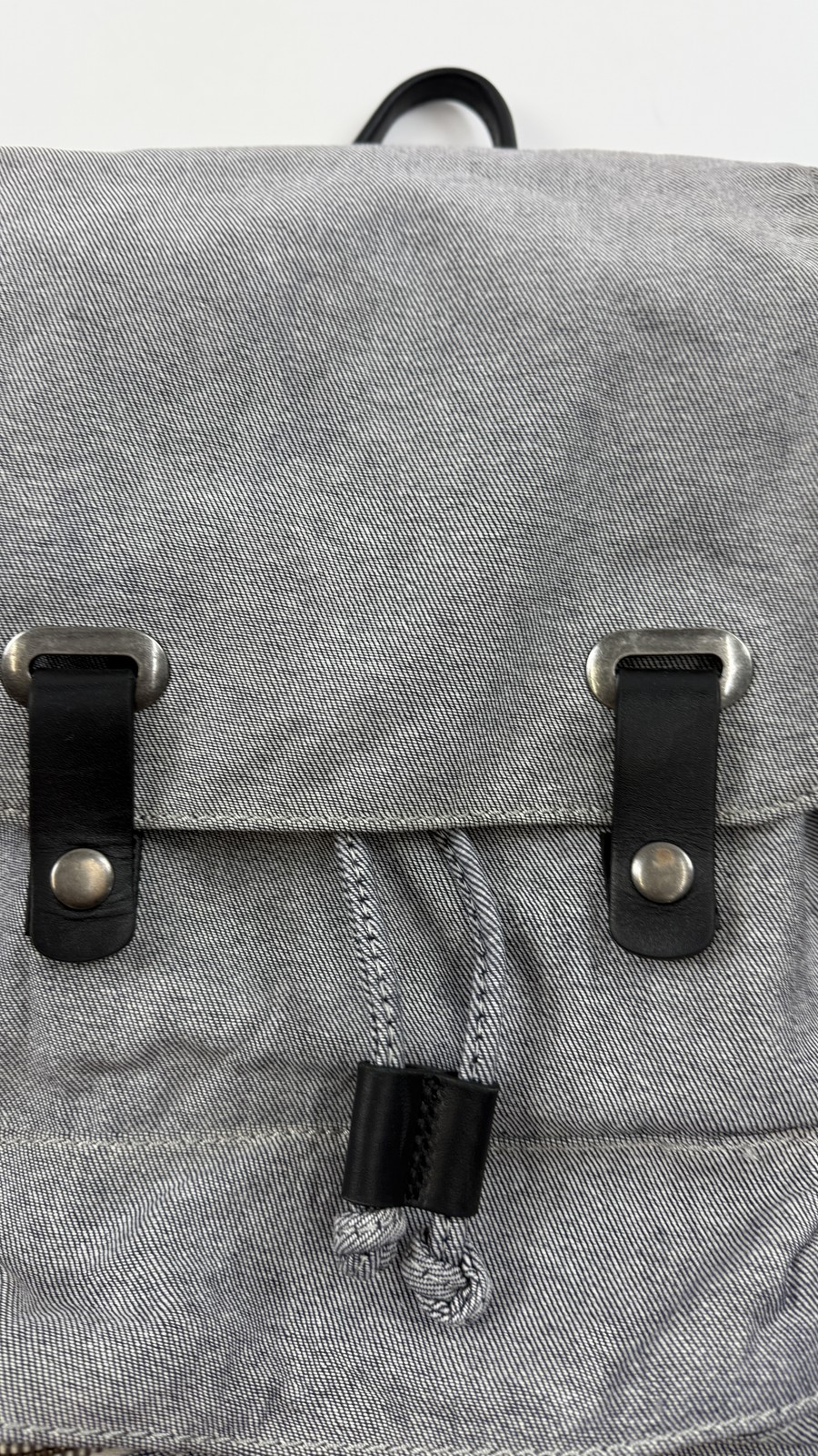 Everlane Backpack Mens Gray Cotton Drawstring Flap Pocket Casual Canvas Bag
