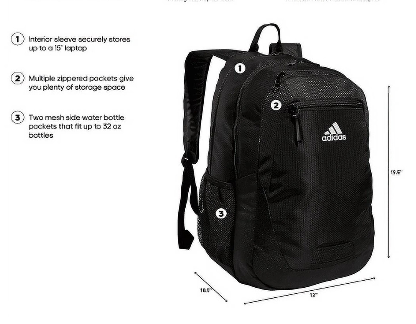 Adidas Foundation 6 Backpack School, Travel, Work Bag Adults/Kids Unisex Black
