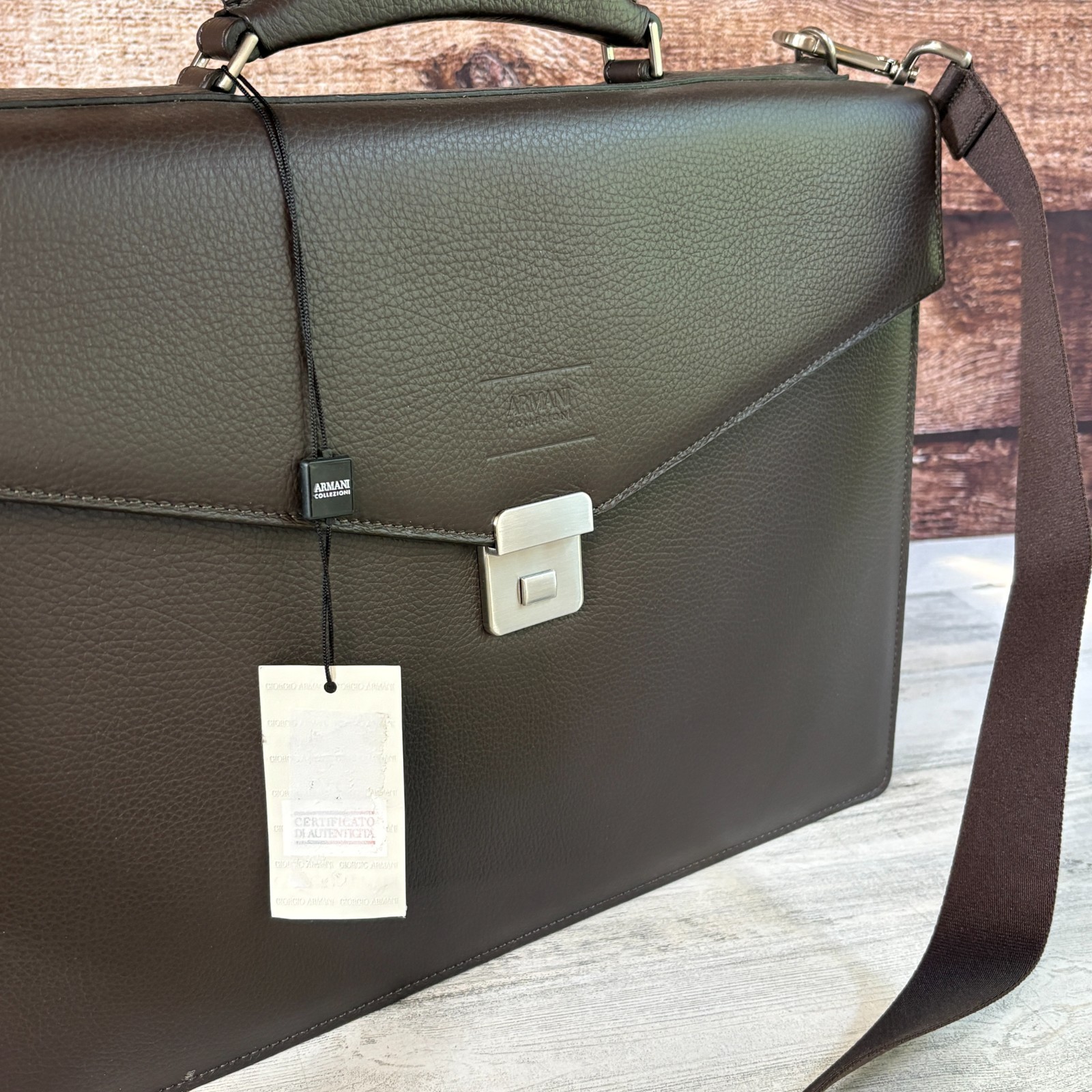 Armani Collezioni Leather Briefcase Bag Attache