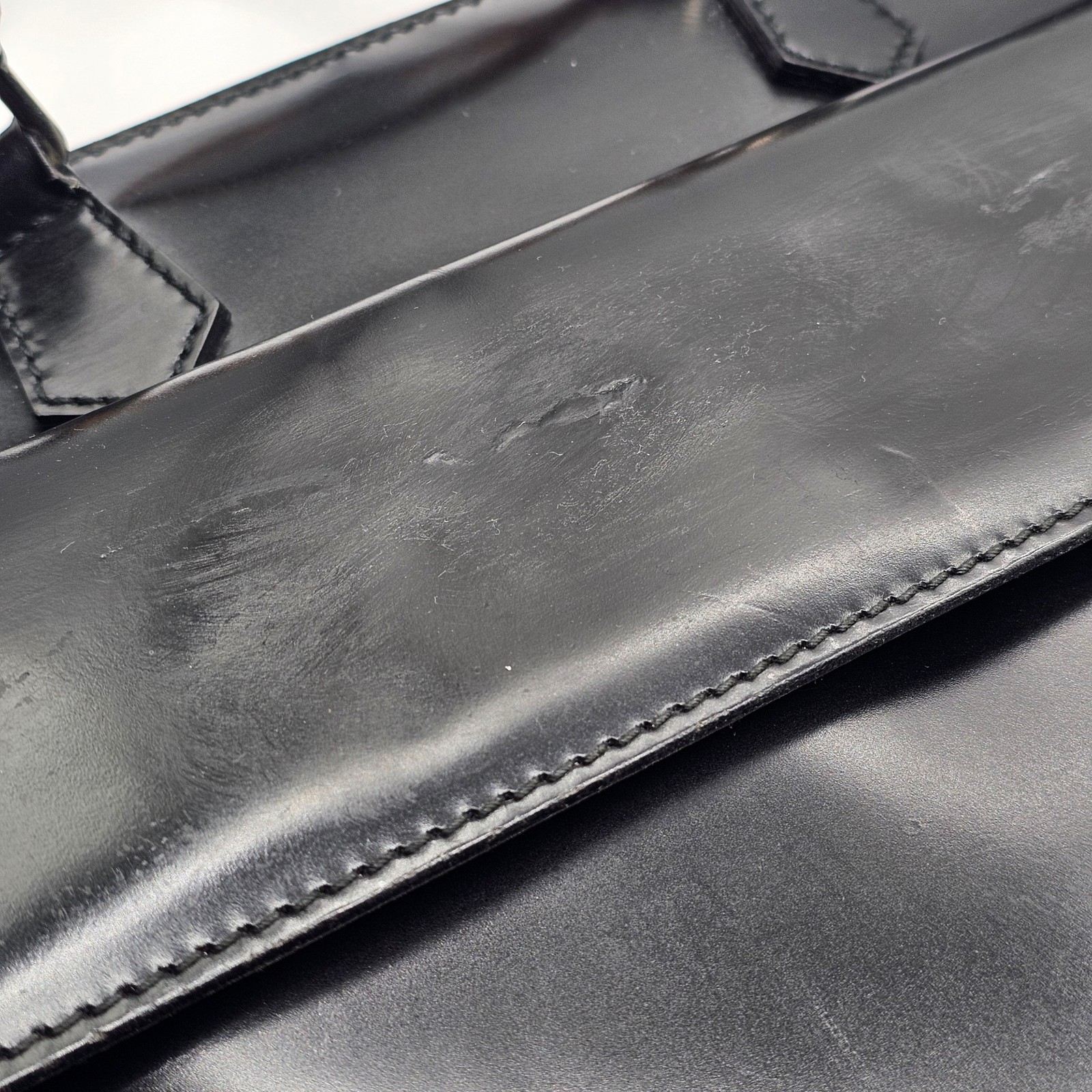 Gucci Vintage Bamboo Top-Handle Briefcase Attache Black Patent Leather