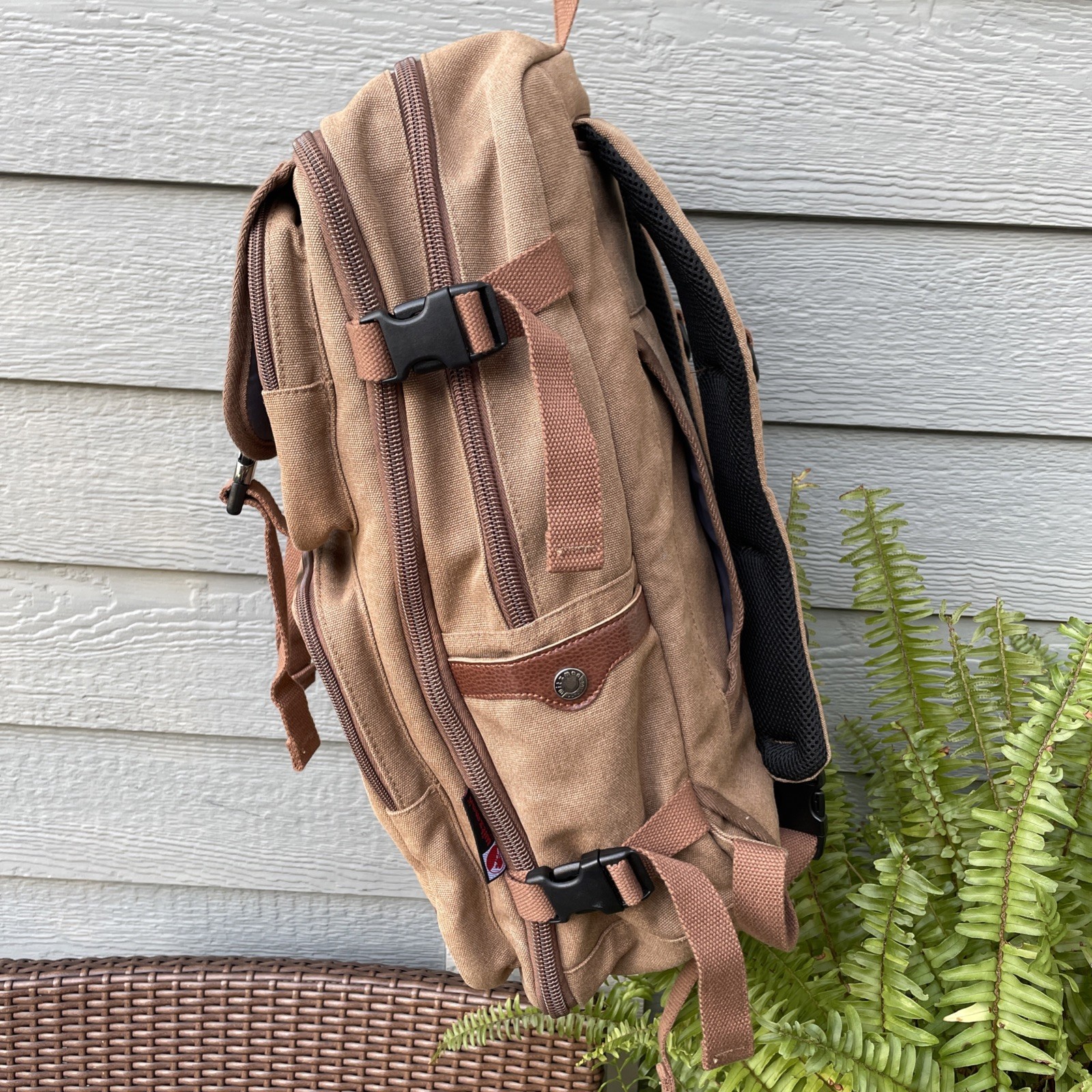 Witzman Recreation Bag Travel Backpack Canvas Rucksack Convertible Brown