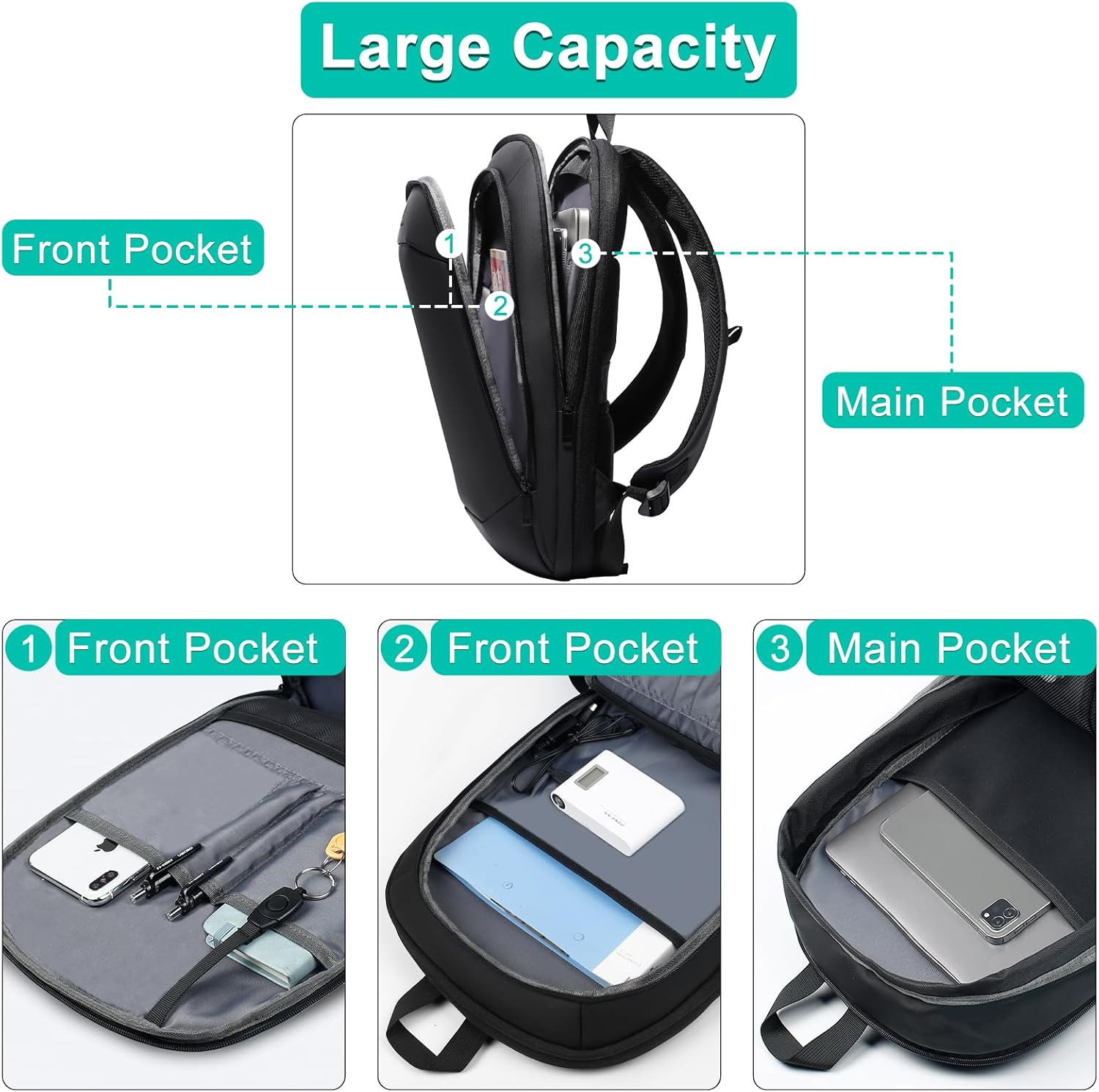 Business Backpack for Men 17 Inch,Slim & Expandable Waterproof Travel Laptop Bac