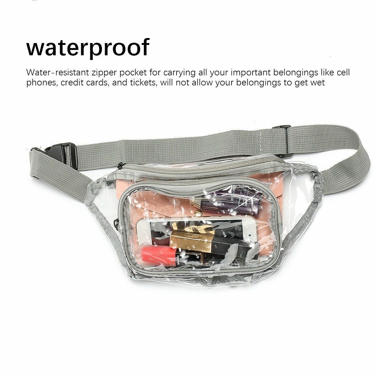 Clear Fanny Pack Men Women Waist Pouch Belt Bag Outdoor Sports Stadium Security