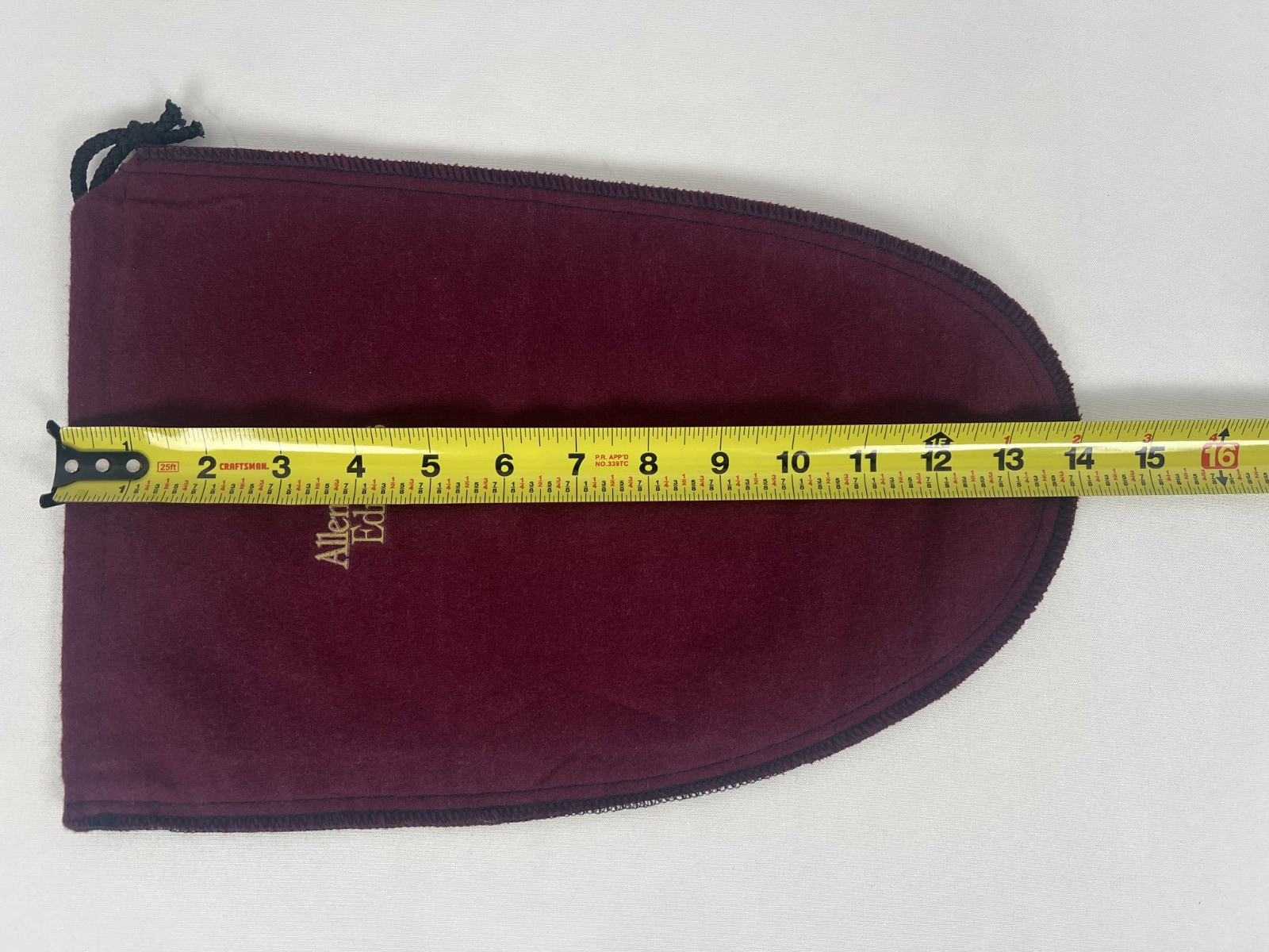 ALLEN EDMONDS DRAWSTRING SHOE STORAGE BAG POUCH MAROON COLORED FLANNEL 14” x 9”