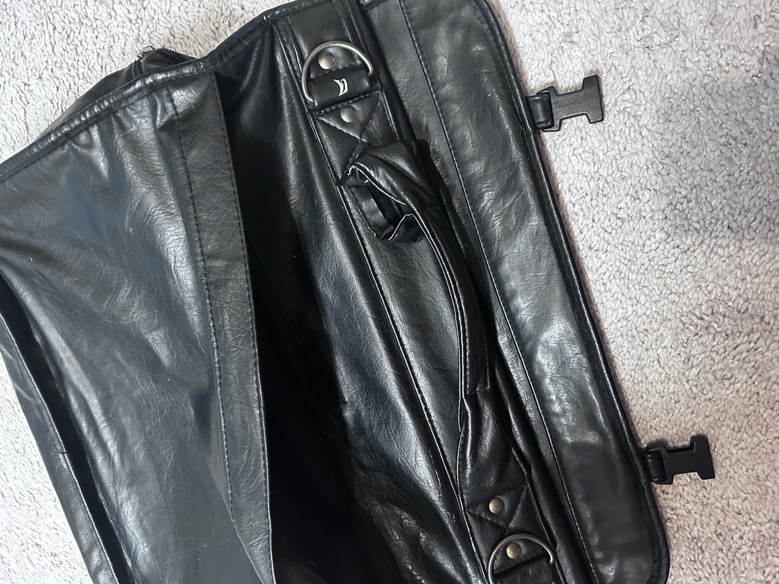 VTG Y2K Converse All Star Black Leather Messenger Bag RARE No Strap Laptop