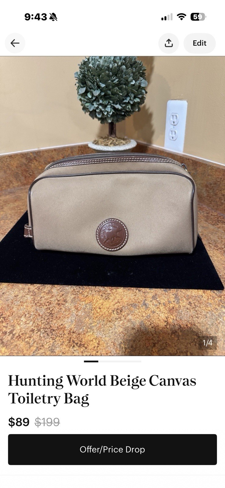 HUNTING WORLD Safari Today Clutch bag business bag Khaki Brown canvas/leather
