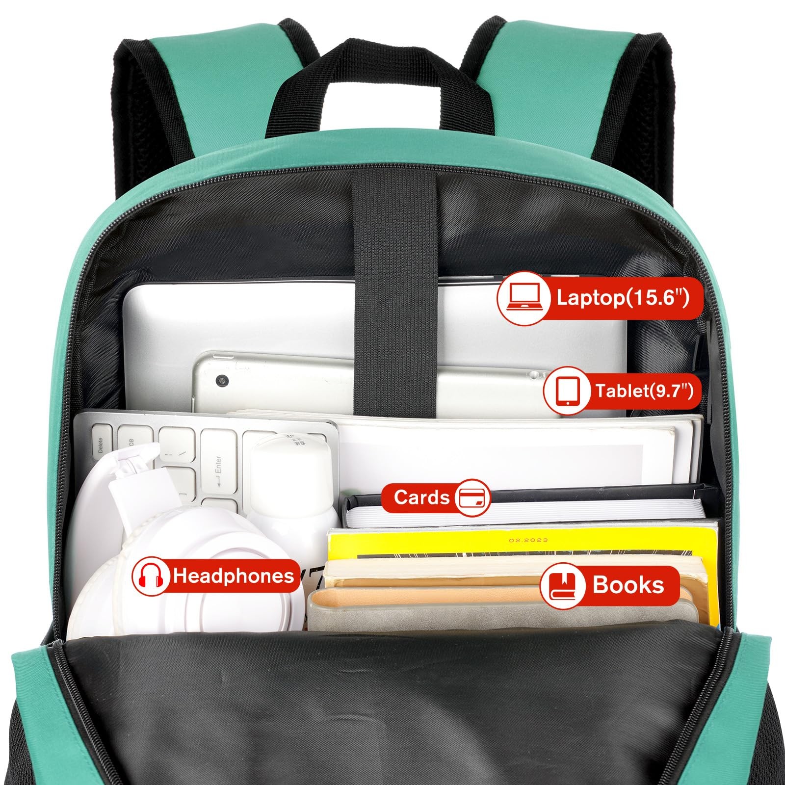 School Backpack for Teens,Green Bookbag Classic Backpack with USB Port for Hi…