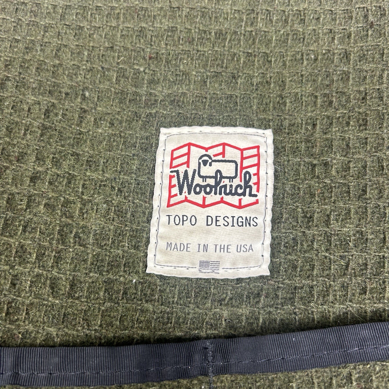 Woolrich Backpack- Vintage-canvas TOPO Design Green Wool Blend Mens 4057 Zip