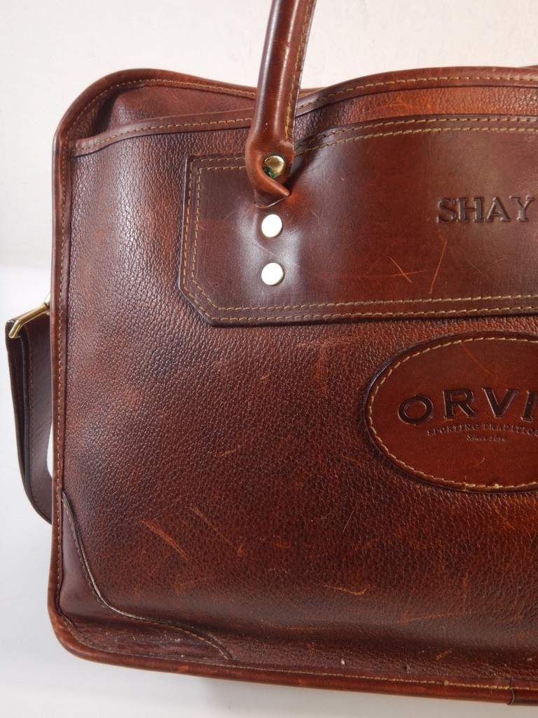 ORVIS Brown Leather Messenger Bag