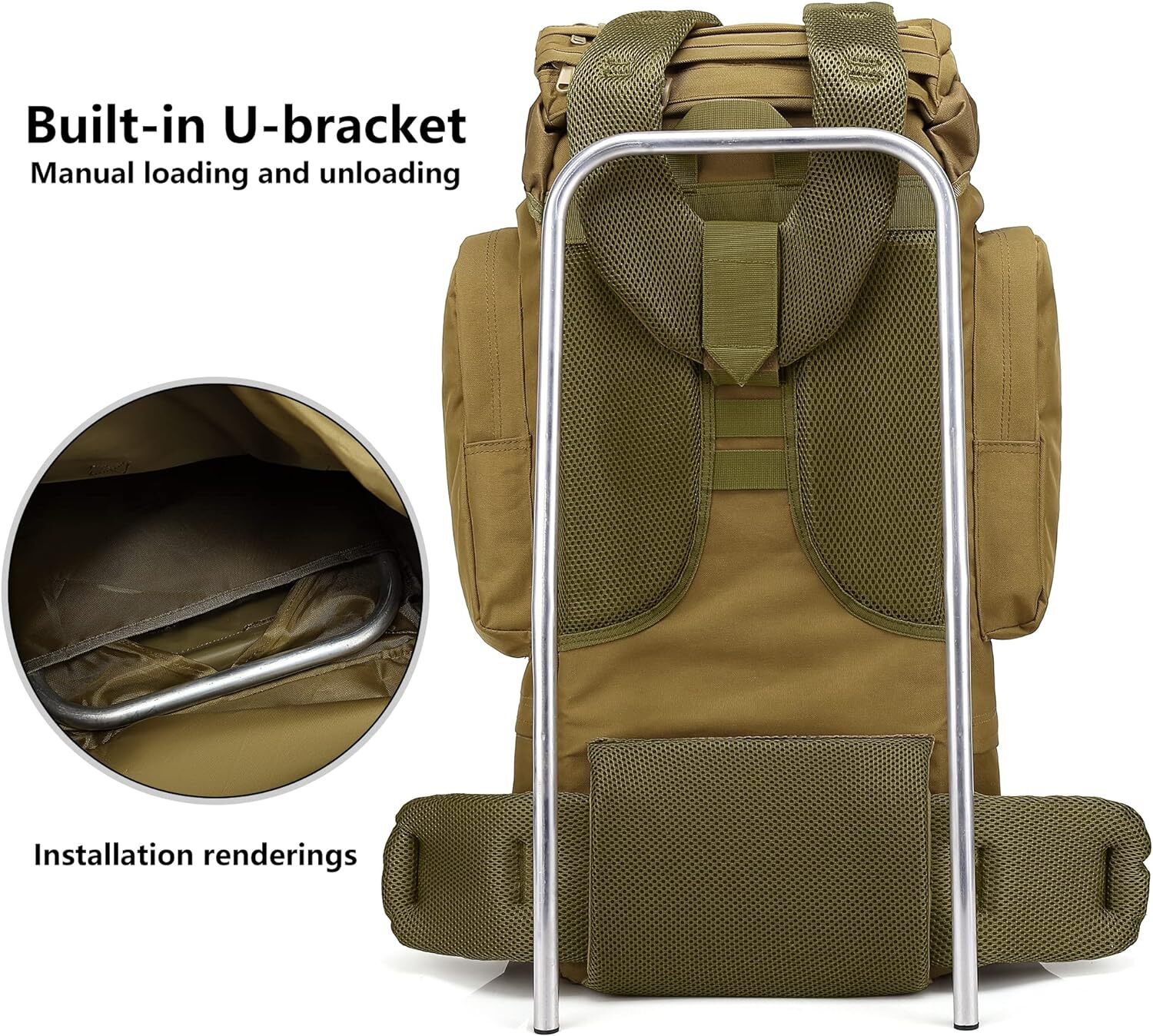 65L Hiking Backpack Large Lightweight Waterproof Camping Backpack w/ Rain Cover