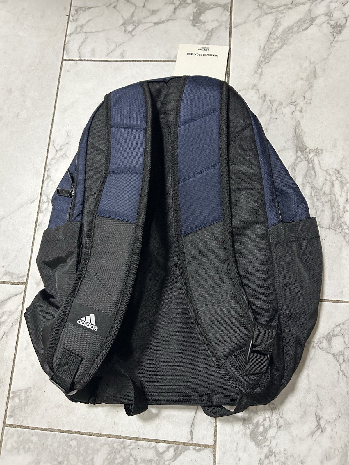 Adidas Defender Backpack Navy Blue 19.5”x11 to 12.5” x 8.5” to 9.25” 33to34L
