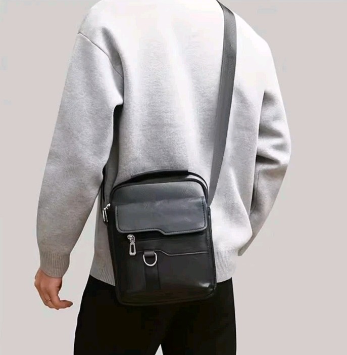 Men’s Genuine Leather Crossbody Small Travel Shoulder Multi Pocket Bag