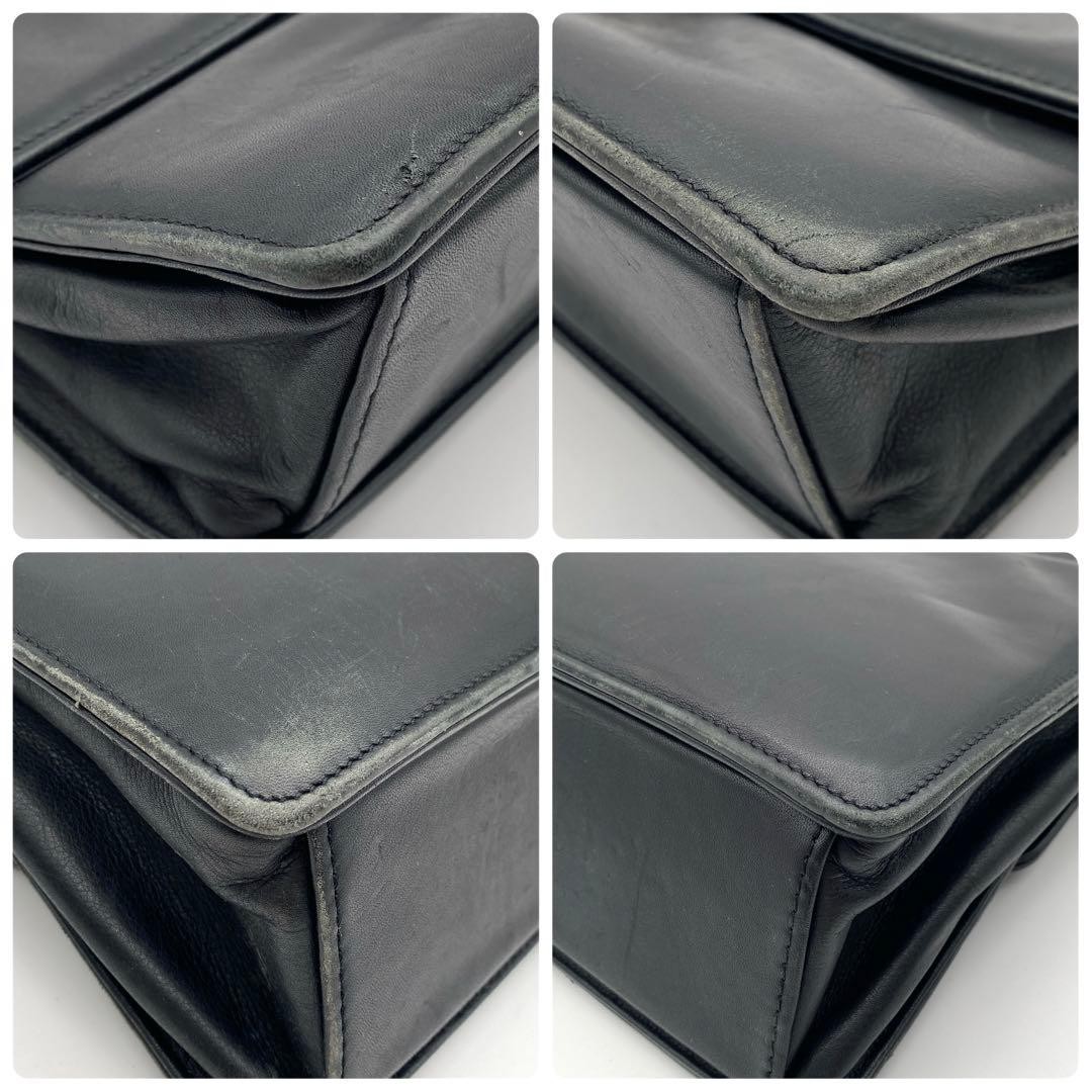 Gianni Versace Leather Briefcase Black Business Bag 30x21x8.5cm Auth From Japan