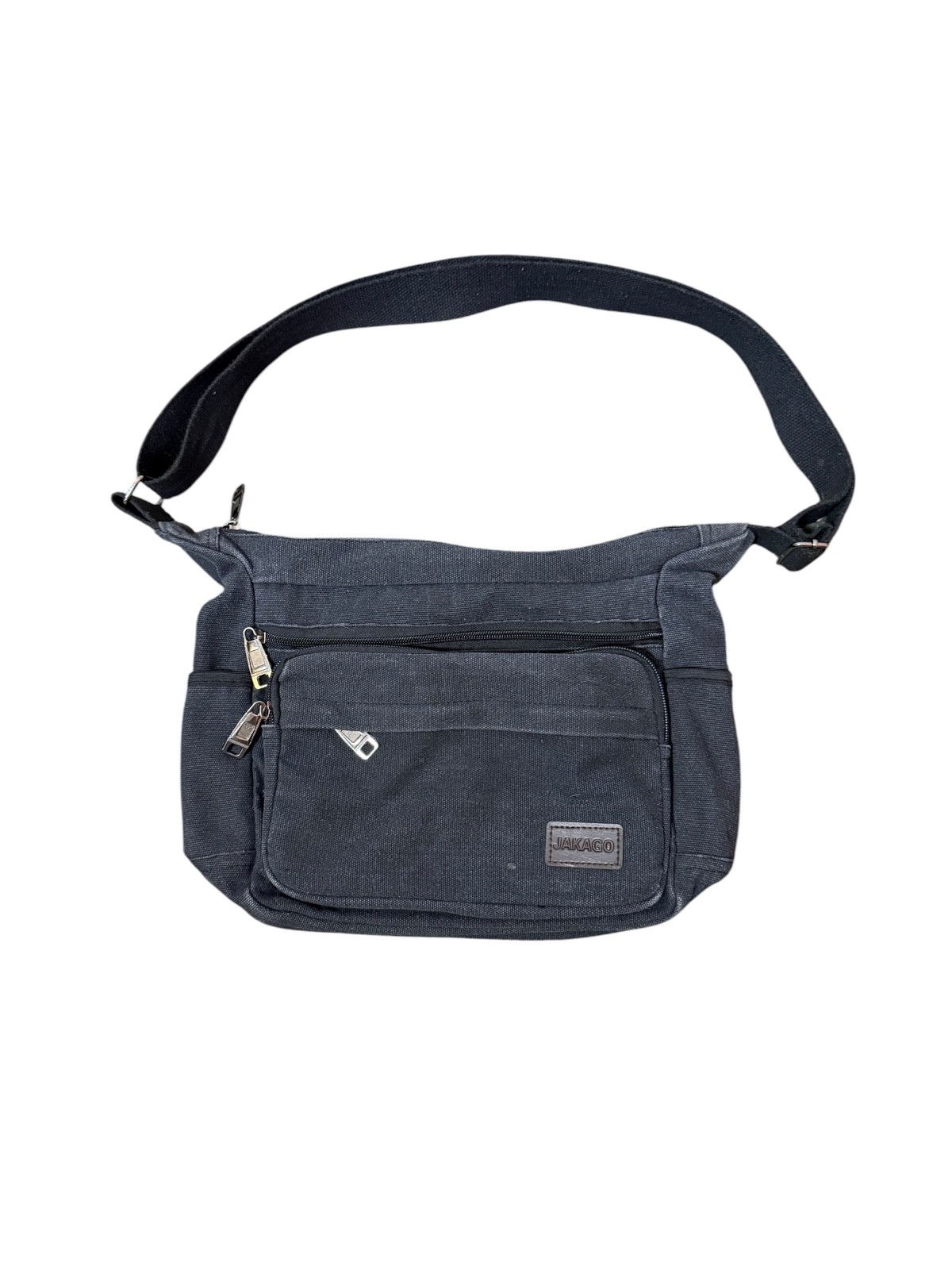 JAKAGO Gray Canvas Crossbody Messenger Bag Travel Organizer Multi Pocket
