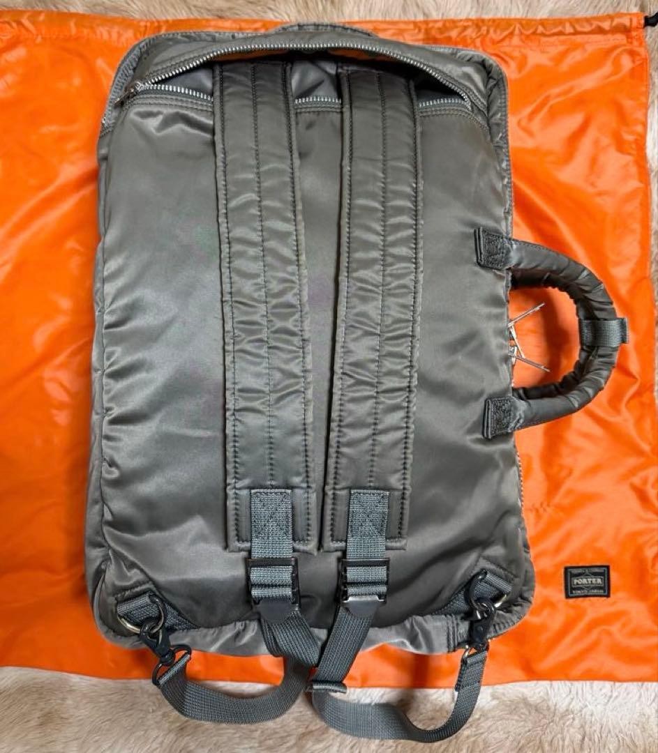 Authentic PORTER TANKER 2-Way 2-Layer Briefcase Silver Gray 30cm x 45cm x 10cm