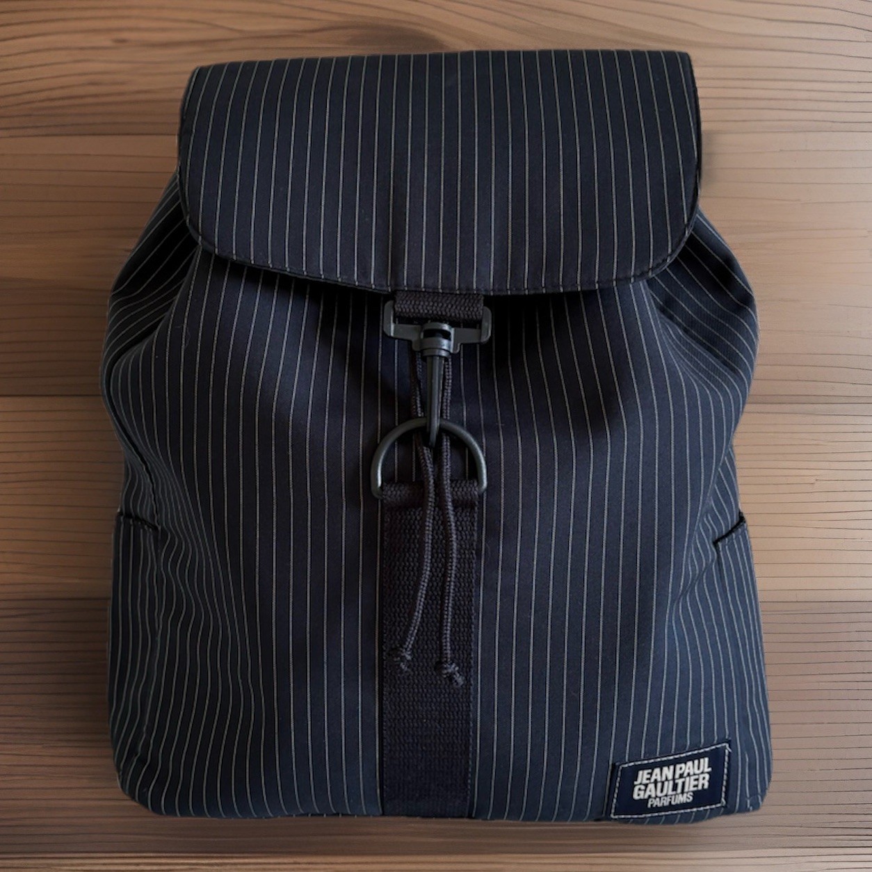 Authentic Jean Paul Gaultier Parfums Pinstripe Backpack – Navy Blue/Black GWP