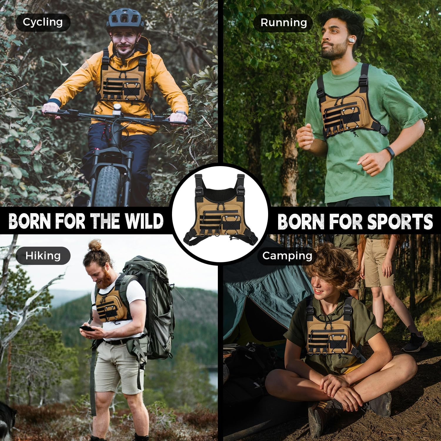 Outdoor Sports Chest Bag for Men, Chest Vest Holster Fits Most Pistols, EDC Trav