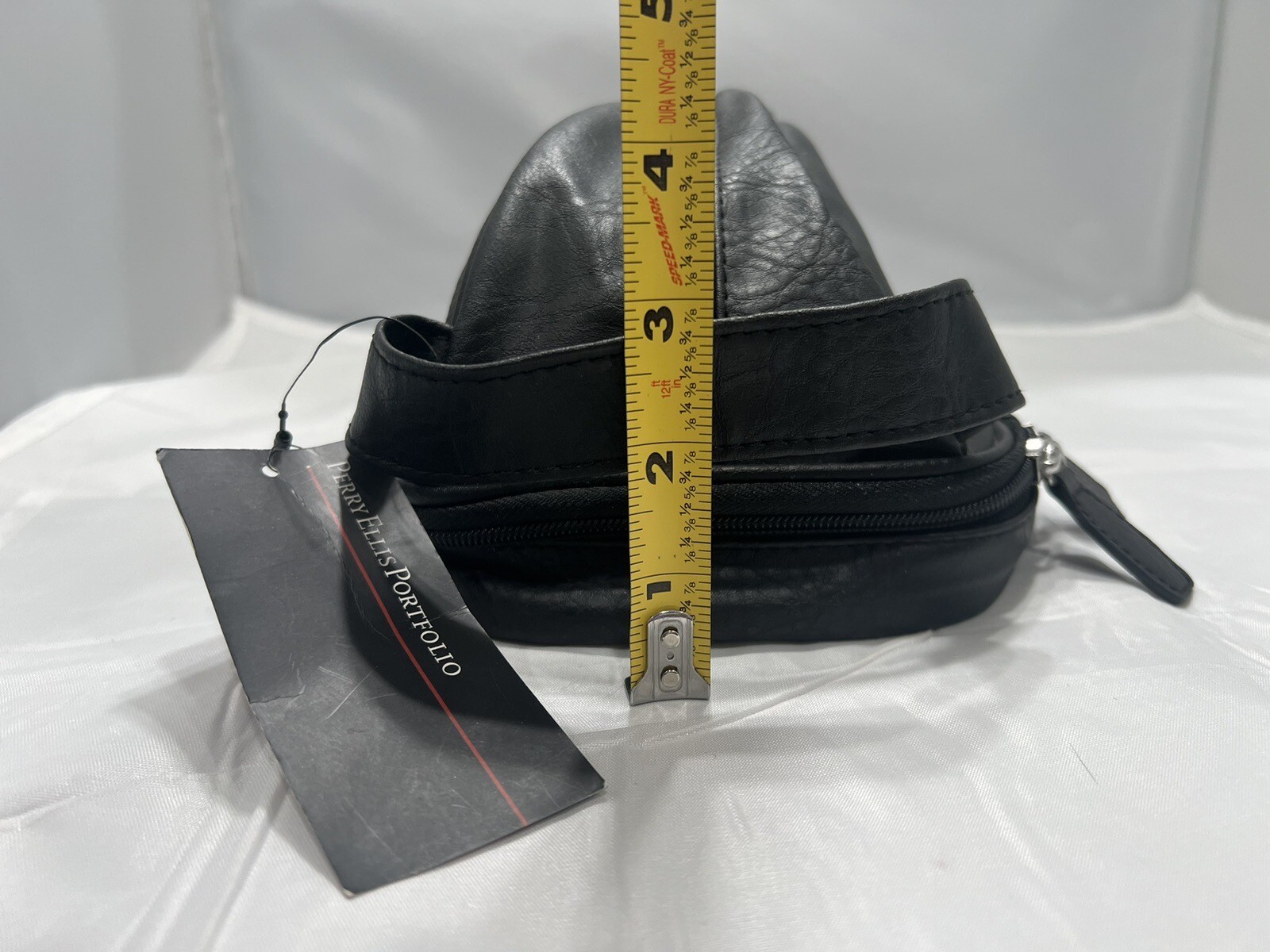 Perry Ellis Portfolio~Men’s Black Faux Leather Travel Kit Toiletry Bag W/Handle