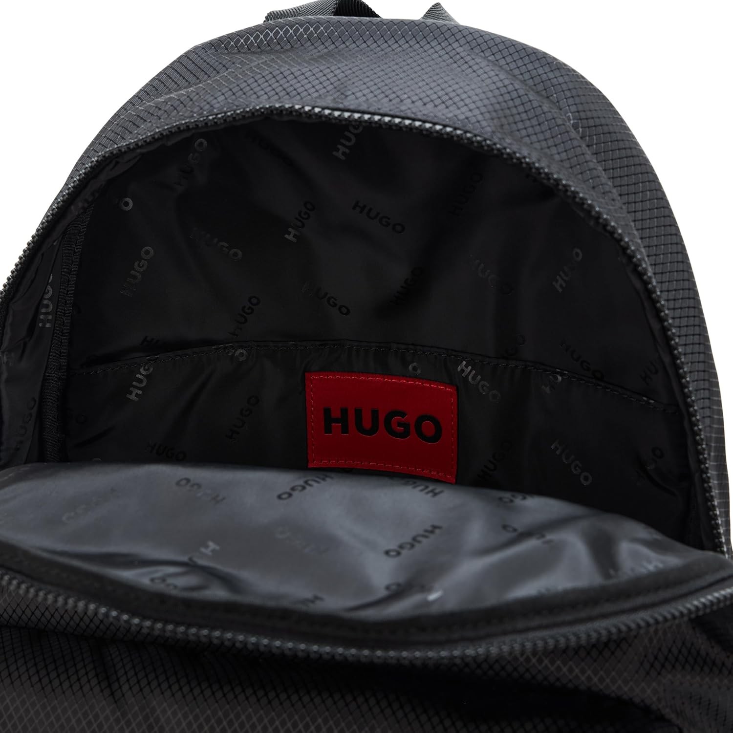 Brand New HUGO, Stacked Logo Nylon Blend Backpack, pitch black, One Size