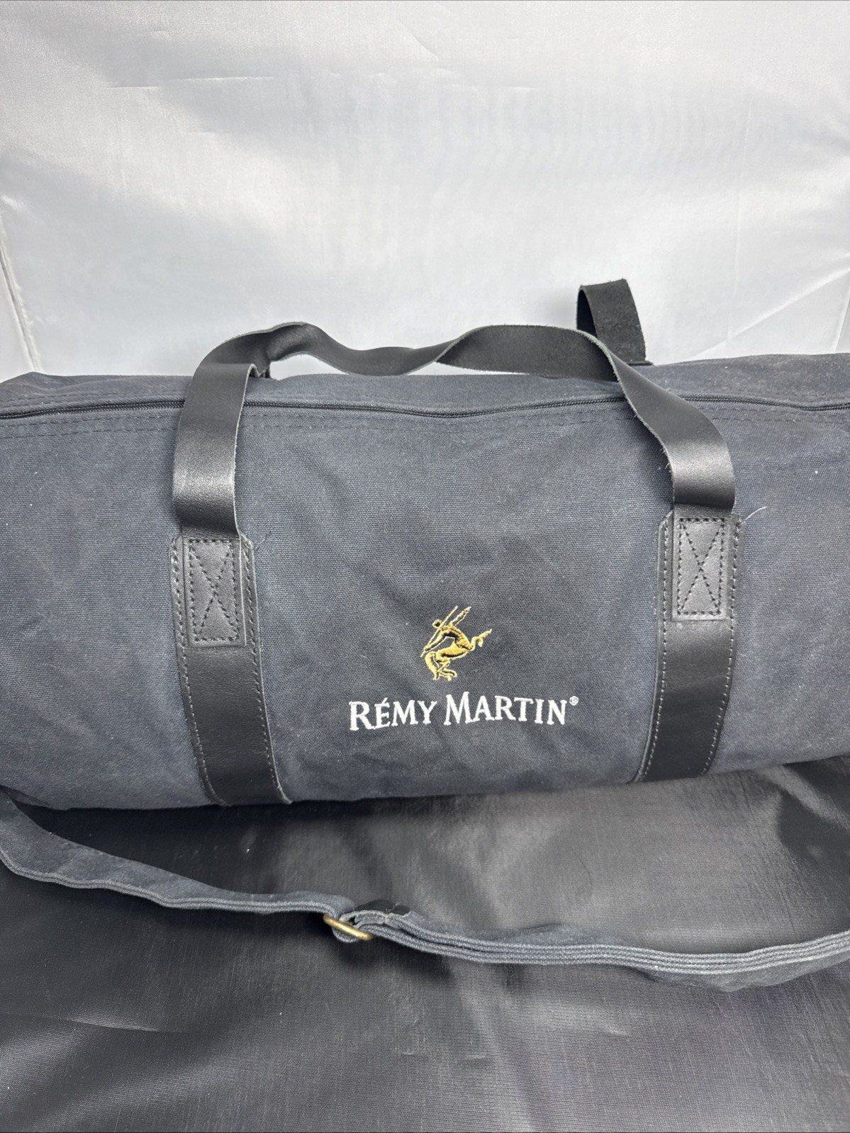 REMY MARTIN COGNAC Mens Duffel Bag Travel Tote Gym Canvas & Leather Collectible