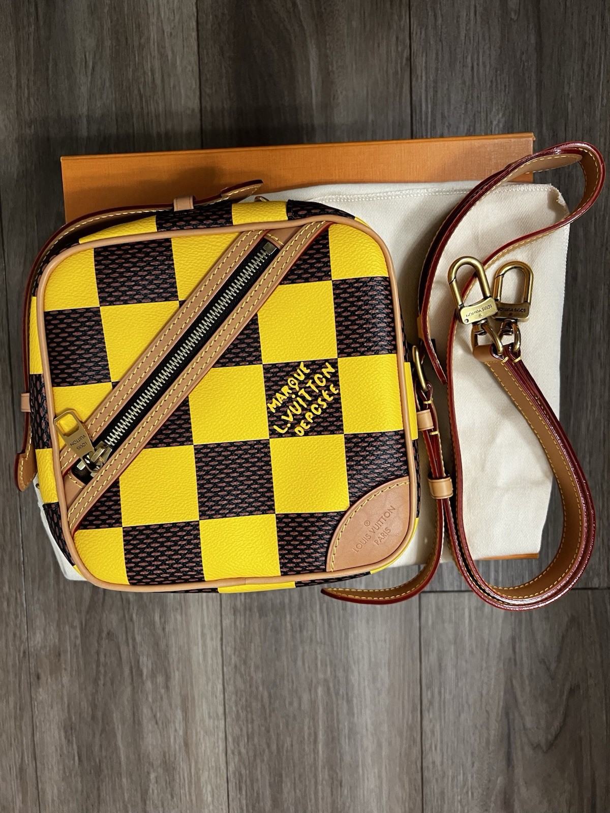 LOUIS VUITTON Chess Messenger Single Shoulder Crossbody Bag Men’s 9.4x3x9.4 in