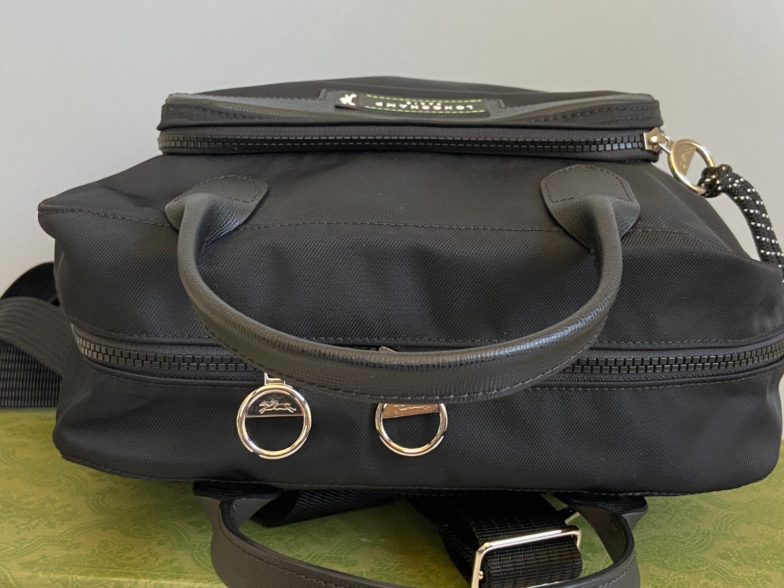 LONGCHARM Le Pliage Energy Nylon Trim Leather Men’s Backpack – Black, RARE