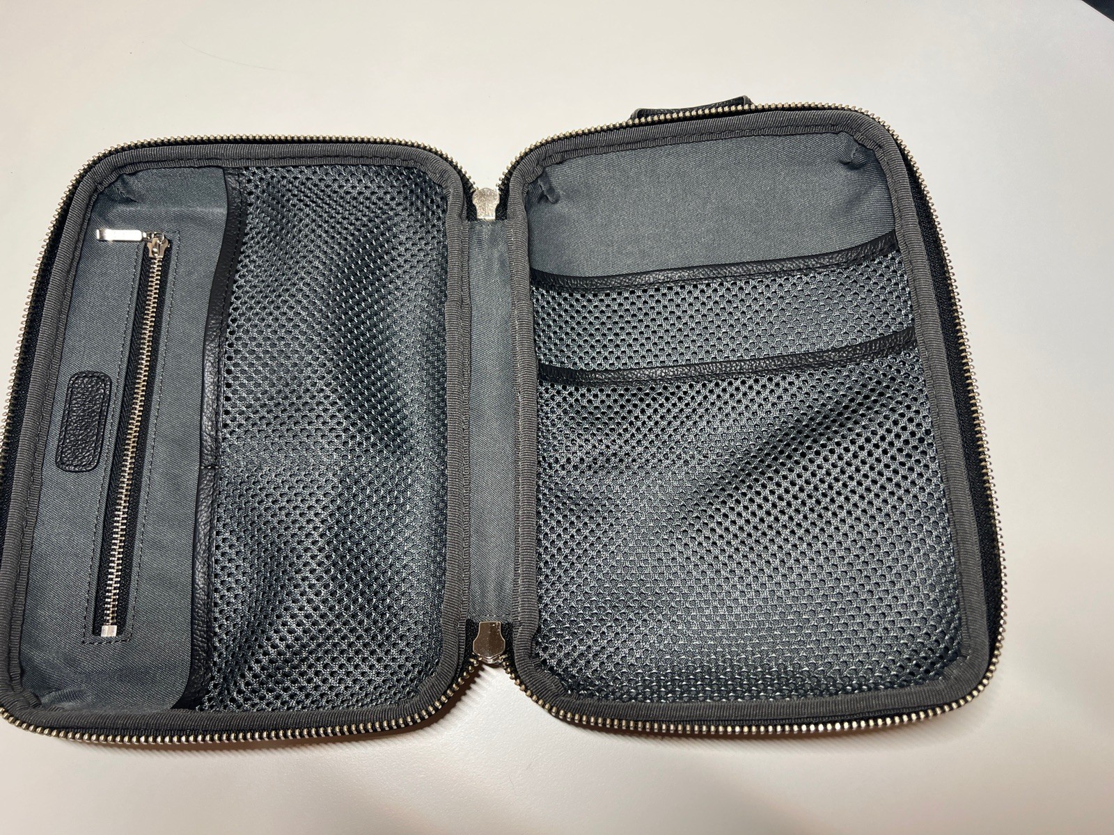 Business Leather Factory Genuine Leather Gadget Pouch Black Tech Organizer Japan
