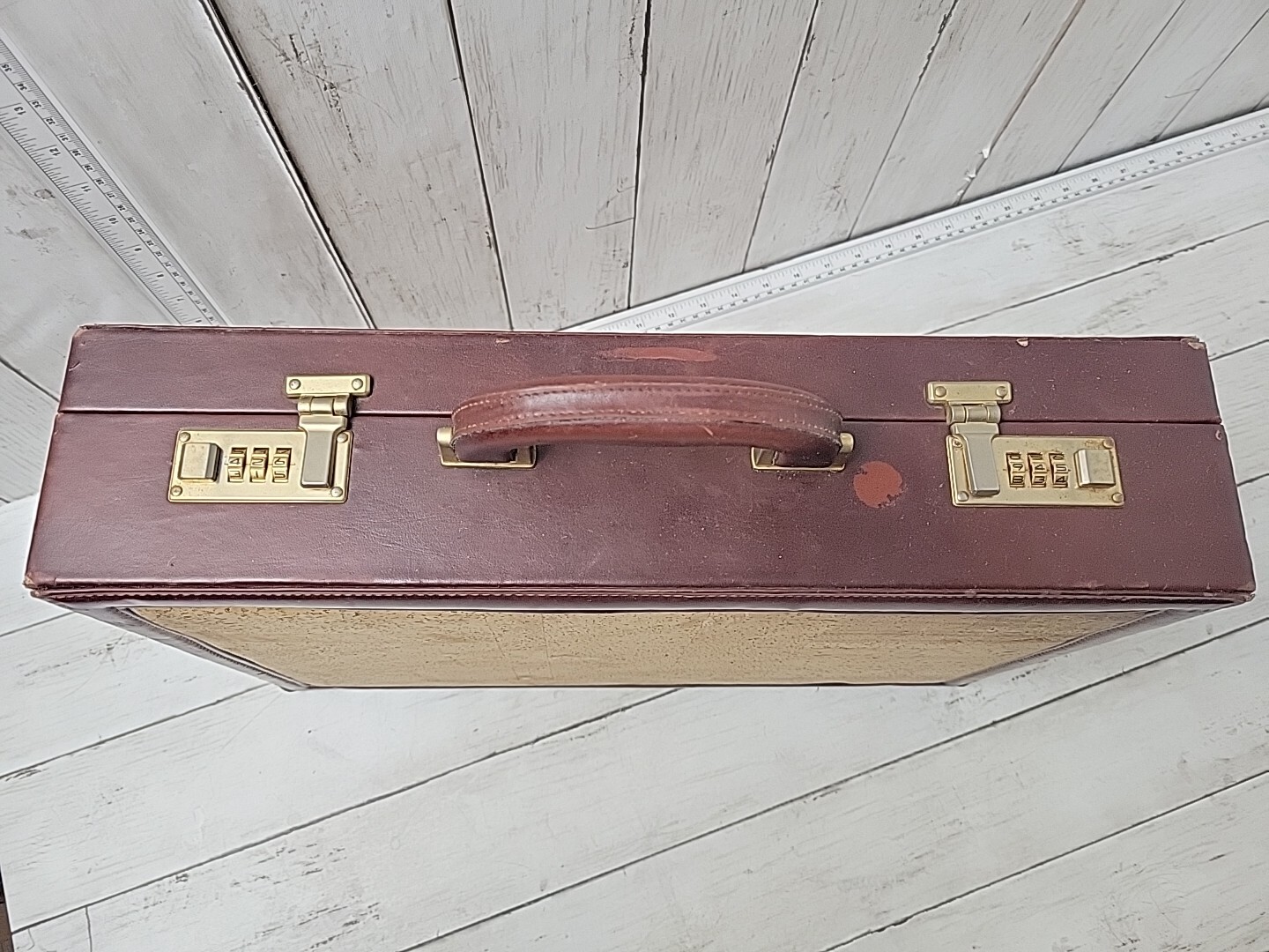Vintage Pigskin Leather Briefcase Hard Case With Combination Lock Made In Spain