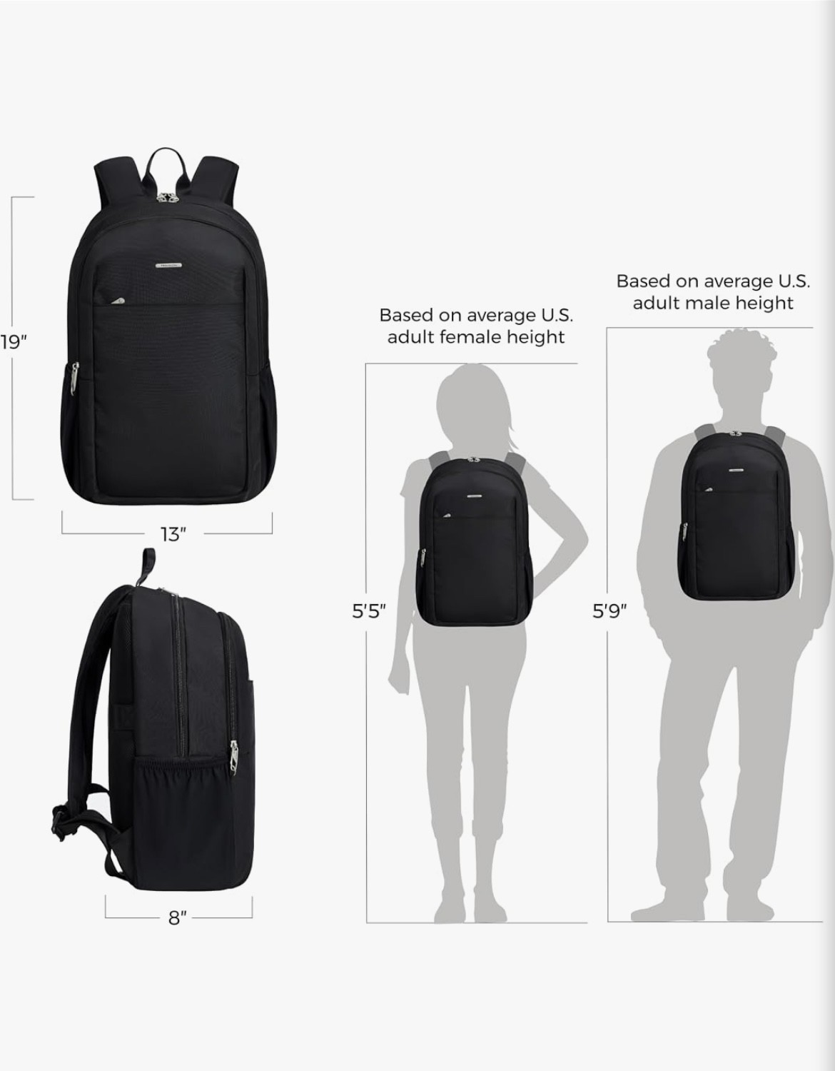 Travelon Classic Journeys 25L Backpack, Anti-Theft Bag, 13”W x 19”H x 8”D