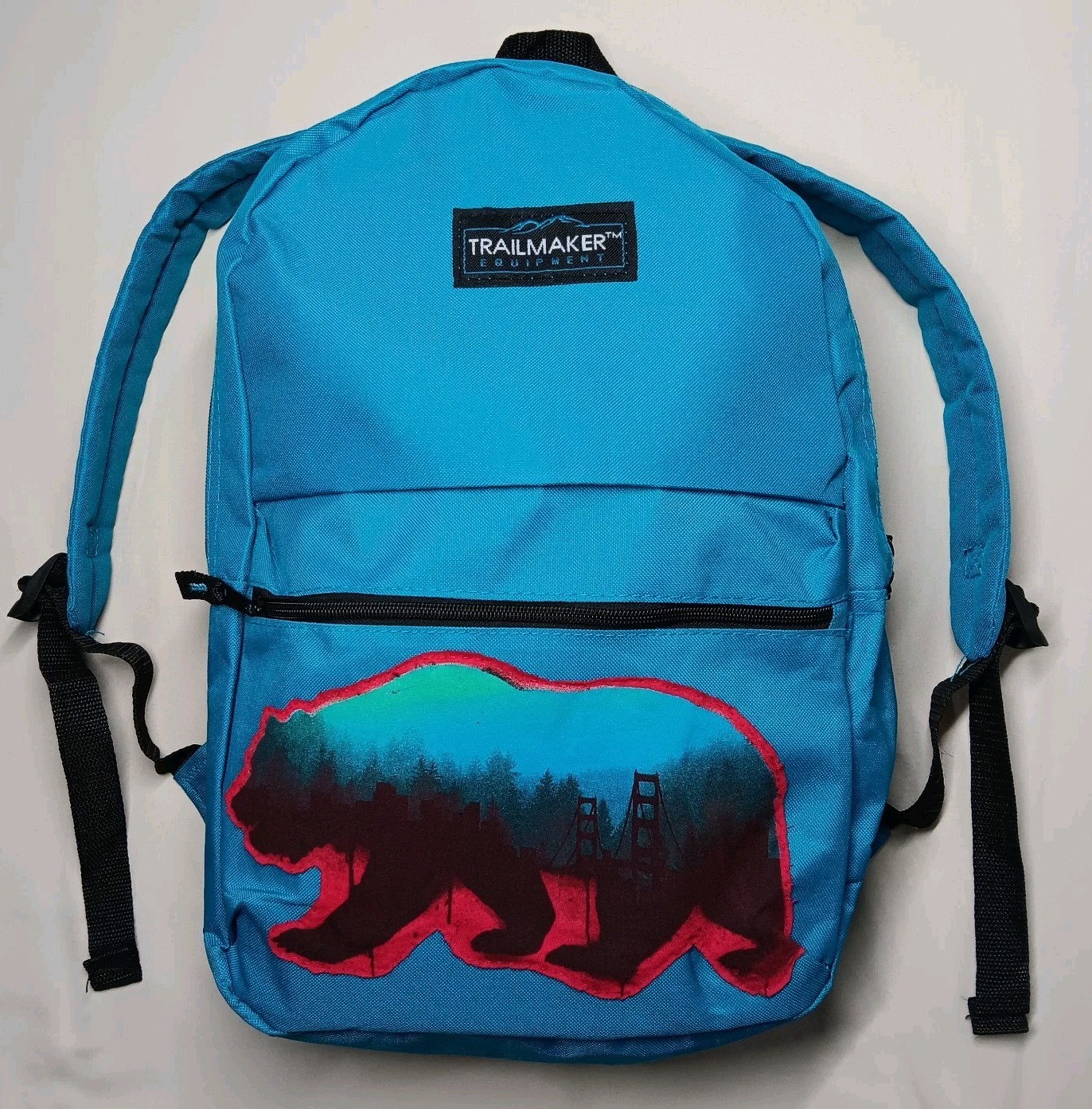 Hand-Patched Upcycled Trailmaker Backback Bear Trees Nature Scene Lightweight
