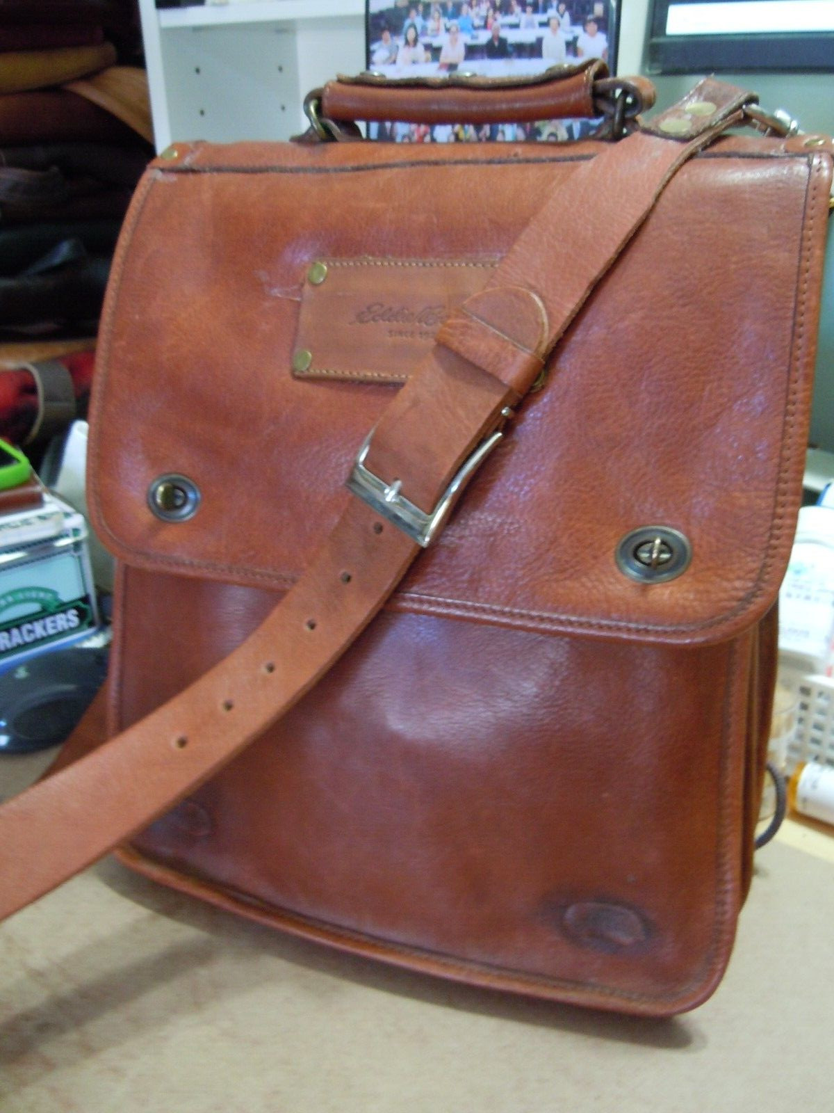 Vintage Eddie Bauer Designs by Sevestet New York All Leather Messenger