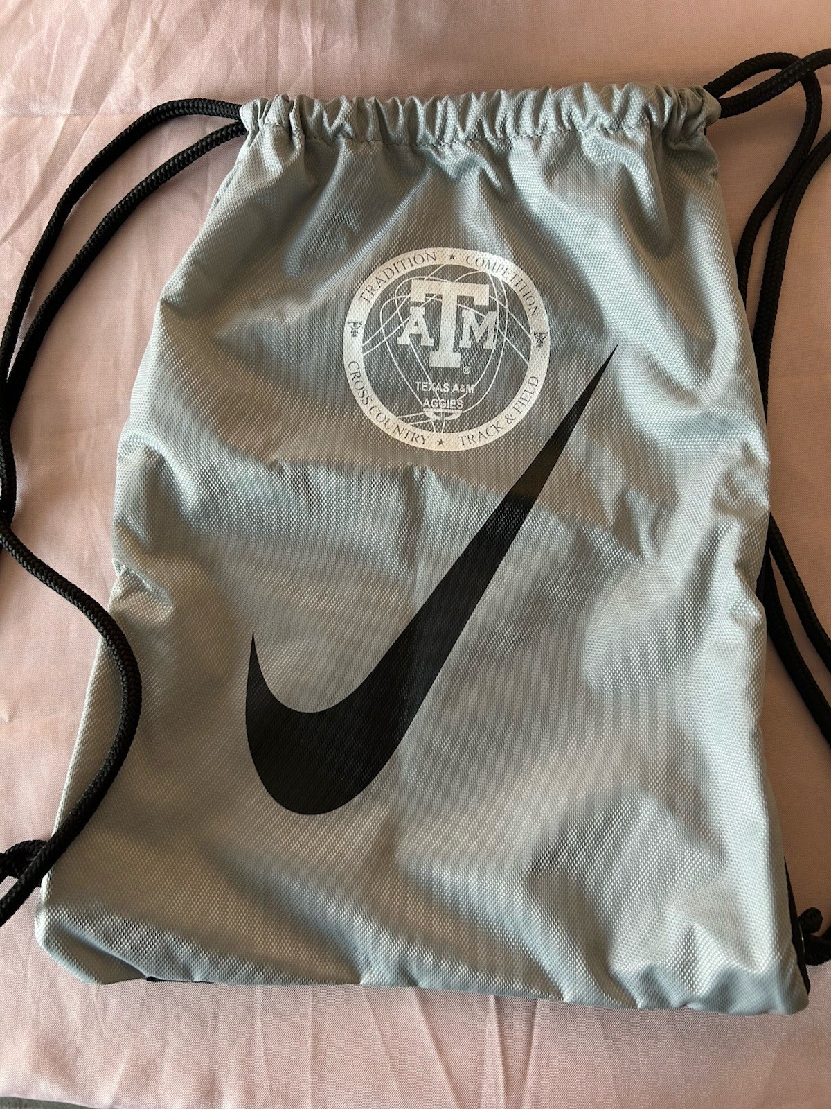 Nike Texas A&M Drawstring Cross Country Track and Field Bag Grey Black