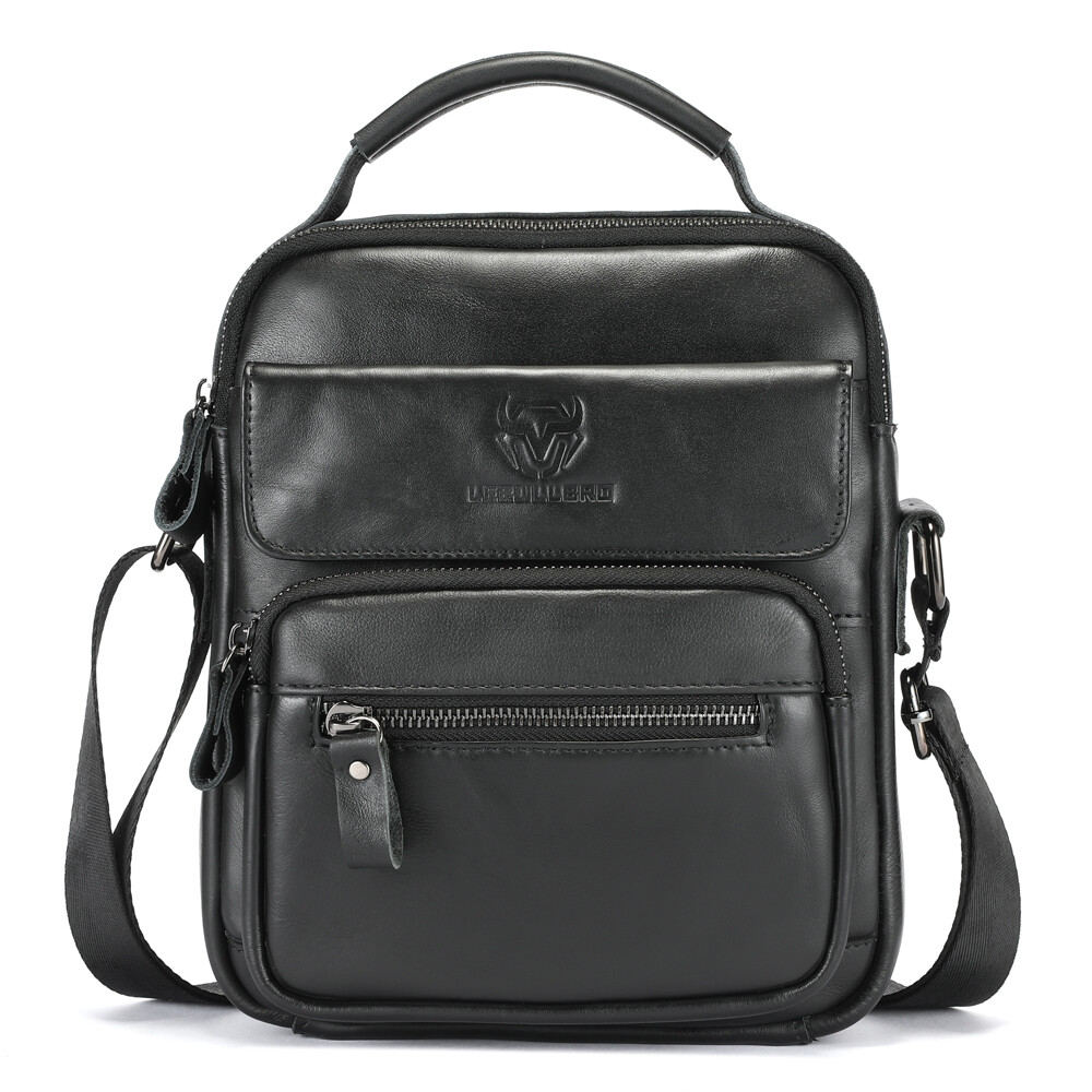 Men’s Genuine Leather Crossbody Bag Small Shoulder Messenger Bag for Work Travel