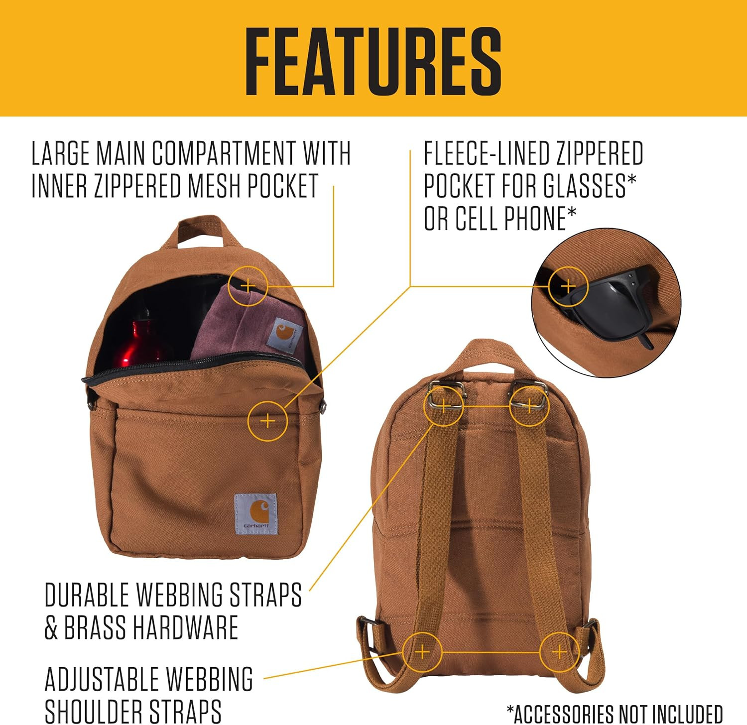 Classic Mini Backpack, Durable, Water-Resistant Backpack with Adjustable Shoulde
