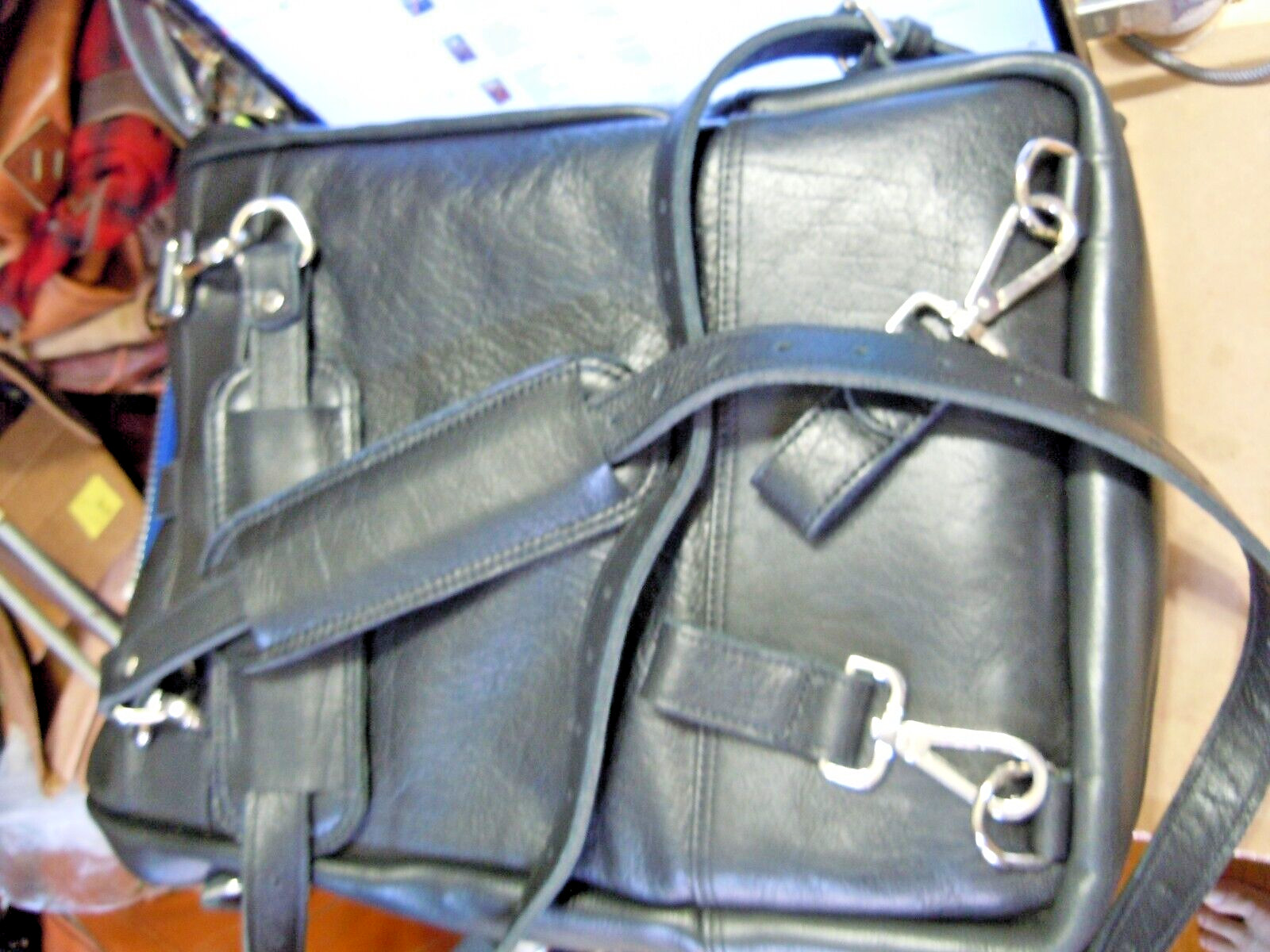 NEW Greene Leather Com. ROLL TOP HEAVY BUFFALO LEATHER BACKPACK MESSENGER USA